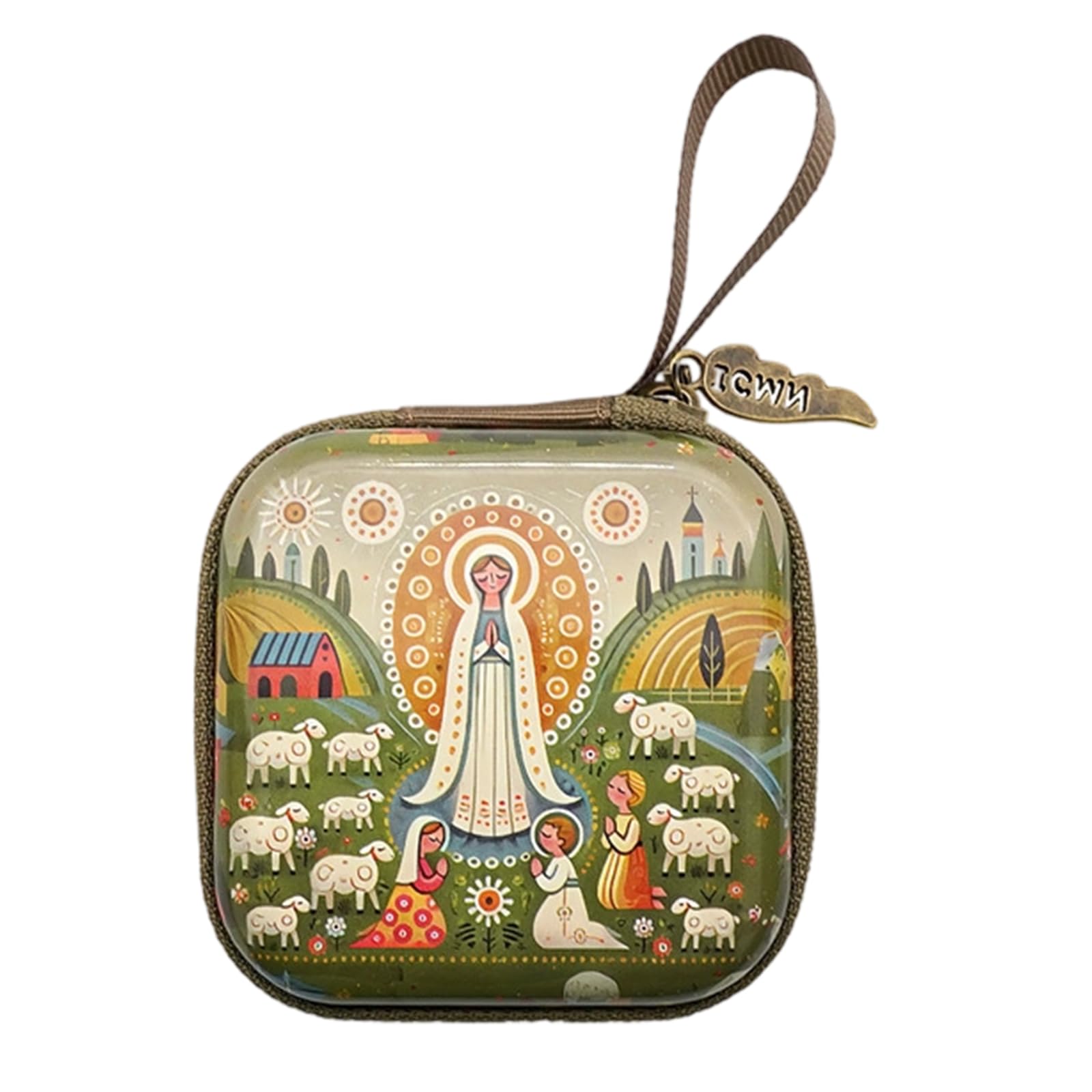 Kalttoy Fatima Sturdy Rosary Organizers Bag With Cartoon Pattern Multipurpose Religious Item Carriers For Home Travel Use Square Cartoon Rosary Pouches