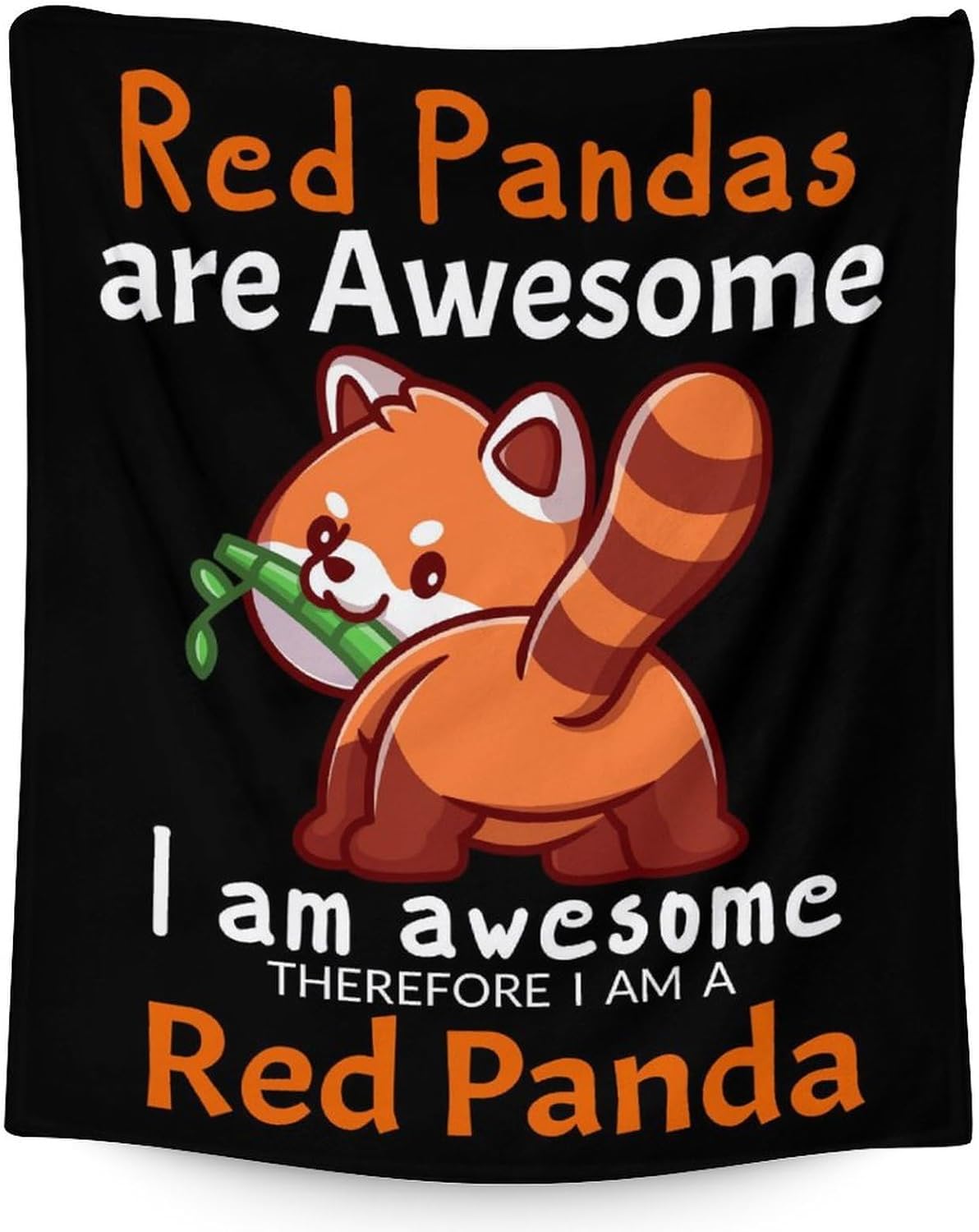 Custom Red Panda Blanket with Name for Kids, Aldults - Soft, Fuzzy & Cozy - 60"x80" Twin Size Throw Blanket for Bed, Living Room - Green Cute Warm Blankets Gifts