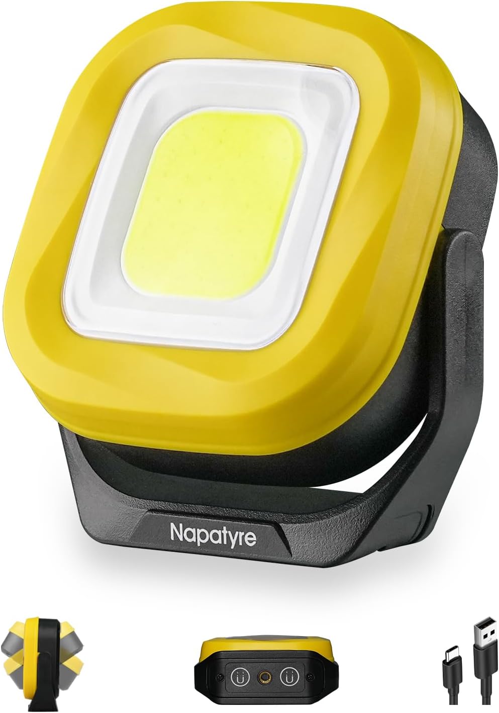 Rechargeable LED Work Light,1000 Lumens Magnetic Light with 180° Rotate 4 Modes, Portable Mechanic Light for Car Repair, Camping, Emergency (2 Pack)