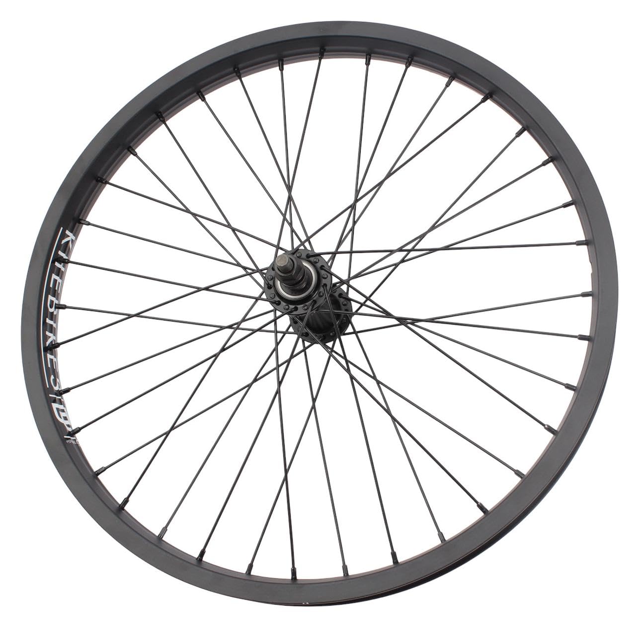 KHE MVP DD BMX Rueda delantera de 20 pulgadas – Eje CrMo de 10 mm – Llanta de doble cámara – Rodamiento industrial – 36 agujeros – Negro – Rueda delantera BMX