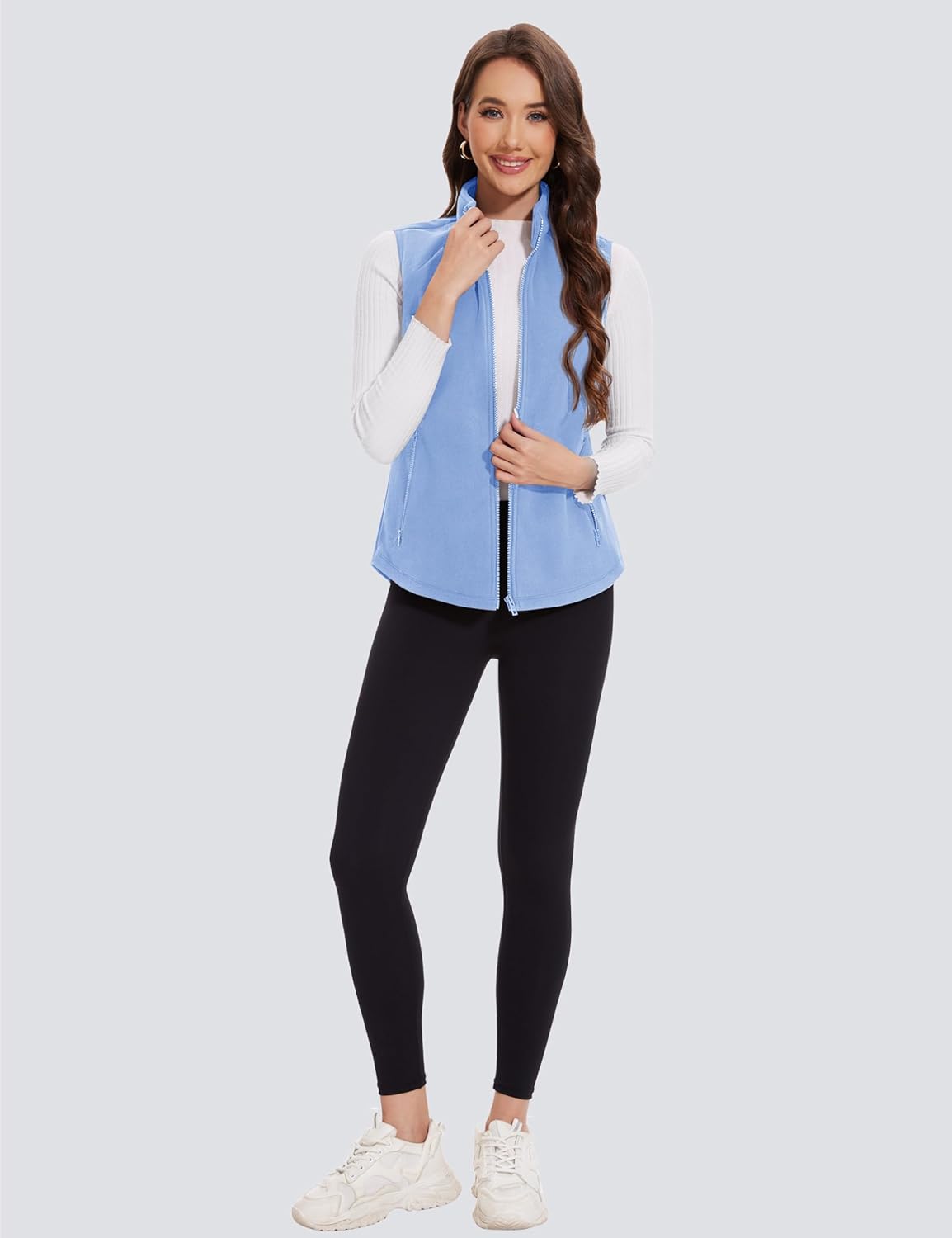 MAGCOMSEN Women's Fleece Vest with Zipper Pockets Zip Up Sleeveless Jackets Lightweight Soft Warm Polar Vest Outerwear - Image 7