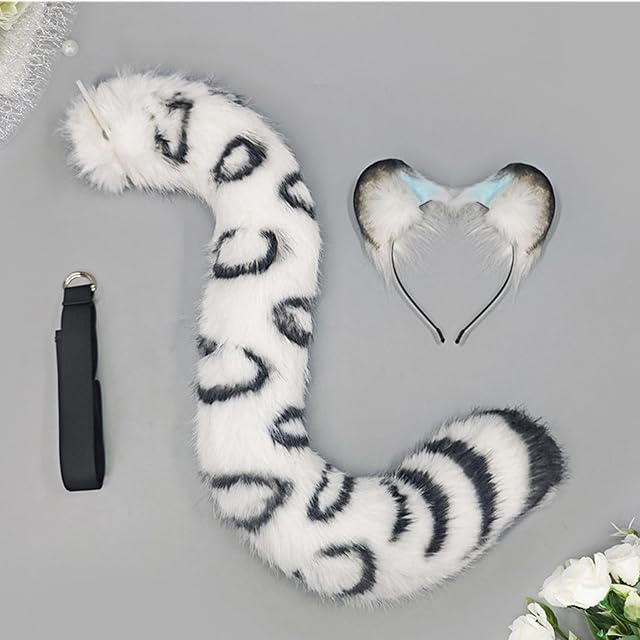 Foto 8 de 8 de Accesorios de disfraz de leopardo de las nieves, orejas y cola para cosplay y fiestas temáticas
