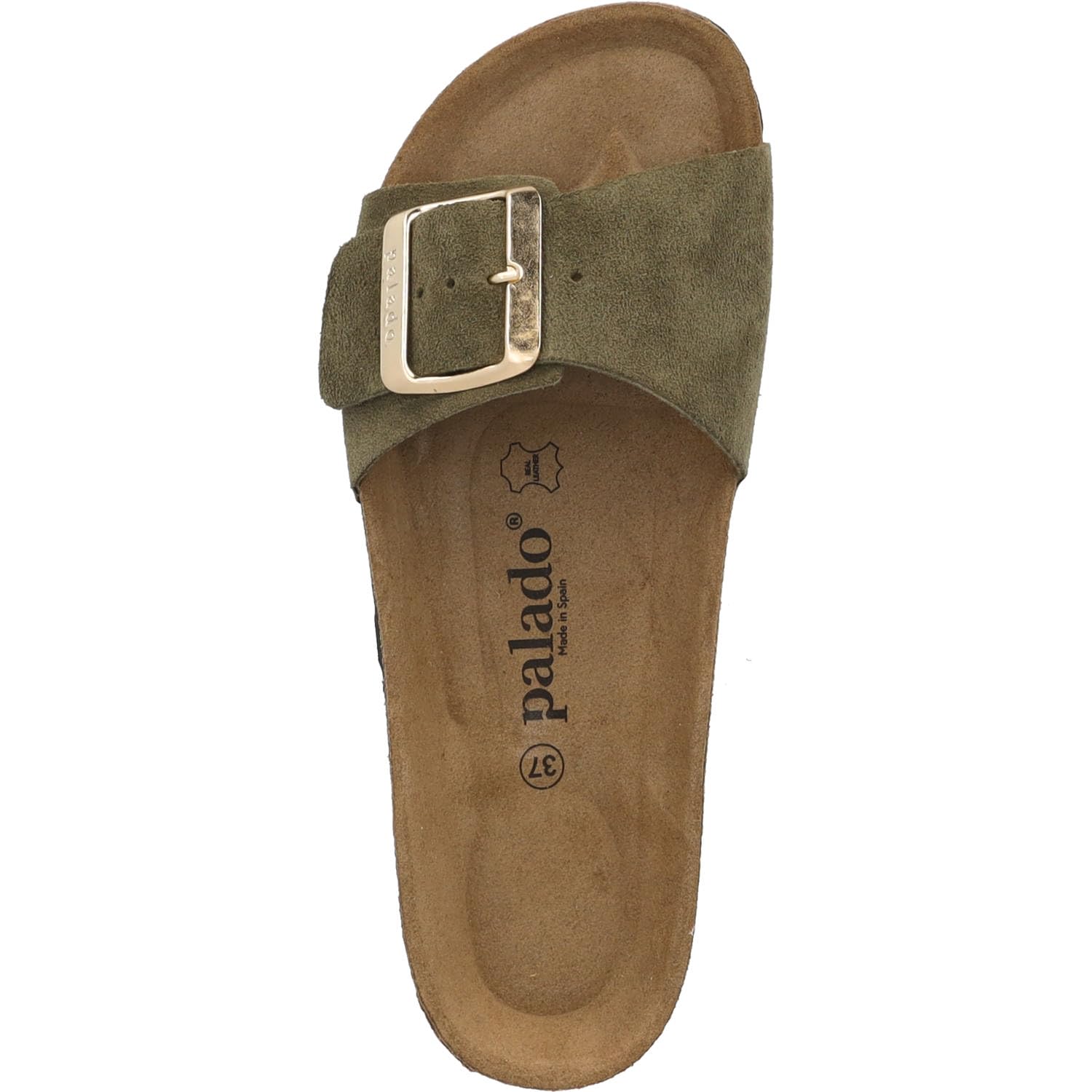 Palado Pantoletten Damen Malta EGS Velours Premium Leather - elegante Sandalen Made in Spain - Hausschuhe mit Kork-Fußbett - bequeme Sommerschuhe