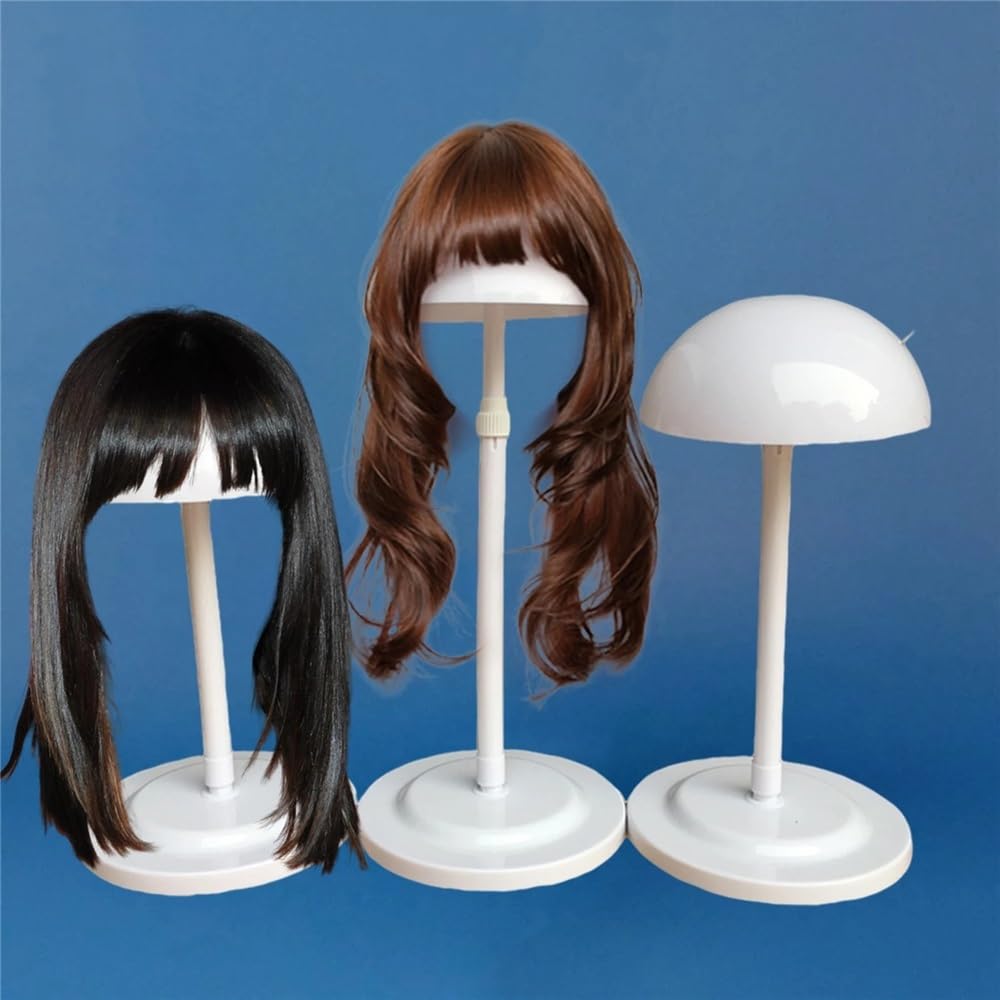 Wig Stand Perückenständer, 2 Stück, weißer, höhenverstellbarer Perückenkopfständer aus Kunststoff, tragbar, for das Styling und Trocknen mehrerer Perücken und Hüte Wig Display Holder