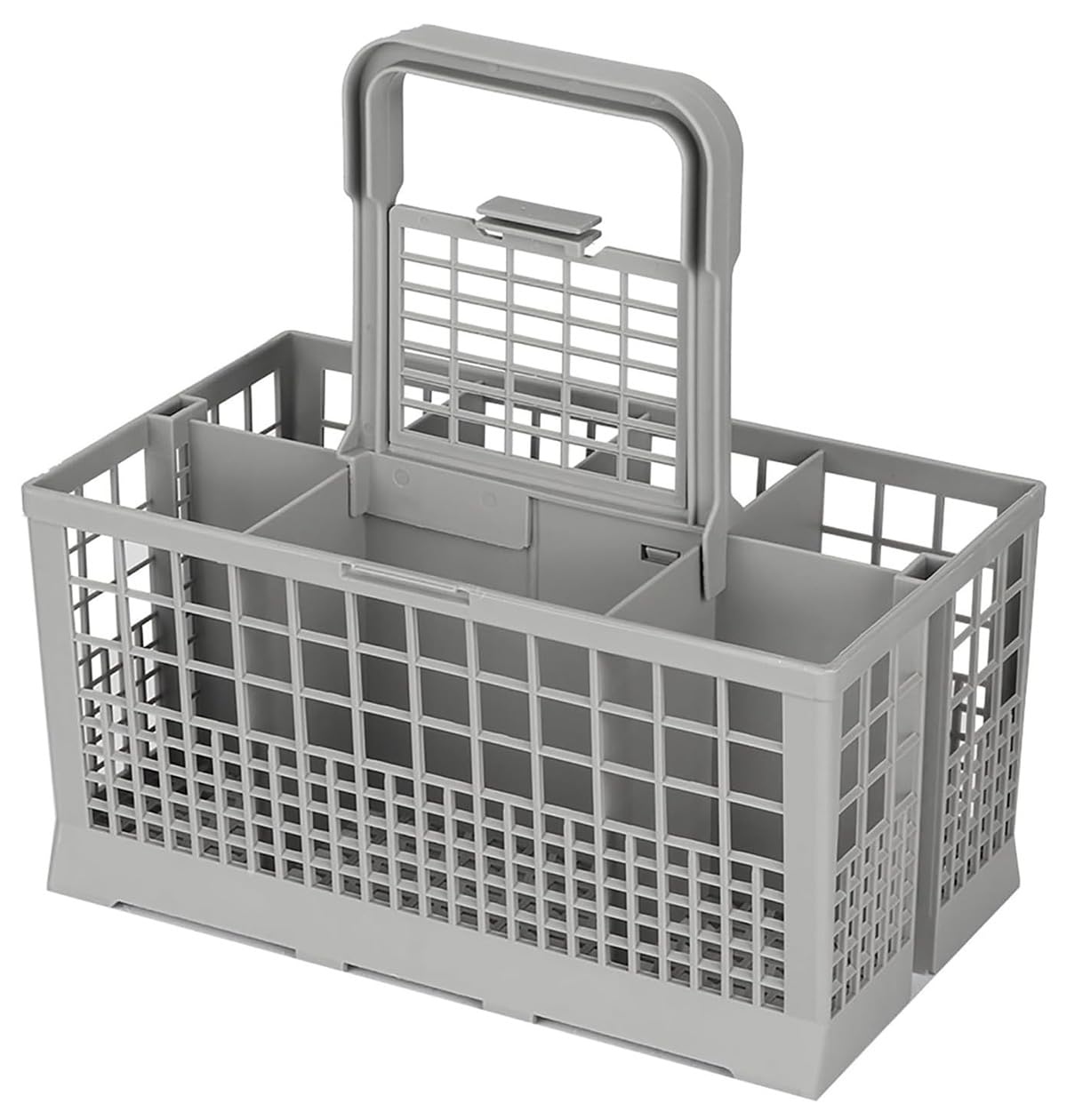 Dishwasher Cutlery Basket, Removable Handle, Dishwasher, Durable Plastic Net, 24 x 14 x 12.4 cm, Universal Replacement Parts Compatible, Grey - 1