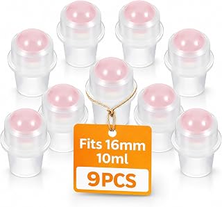Didiseaon 9Pcs Essential Oil Roller Ball Tops for 10ml Oil Bottles | Replacement Rollers with Rose Quartz Roll-On Applicator Inserts for Aromatherapy DIY Blends Travel