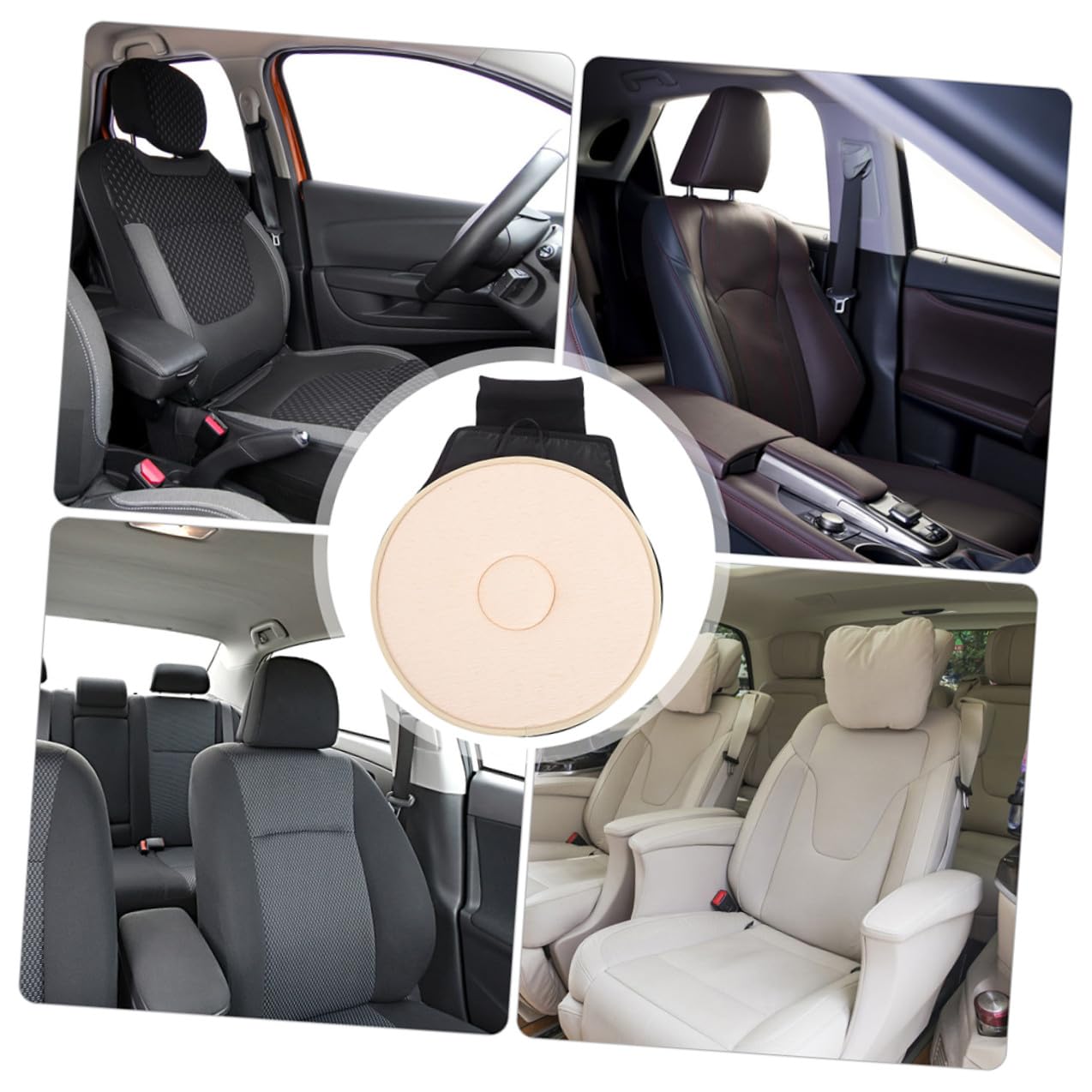 SHINEOFI Cojín de Asiento Giratorio para Coche Función 360 Grados, 2 Unidades Ergonómicas para Personas Mayores y Mujeres Embarazadas, Anillo Simple para Mayor Comodidad