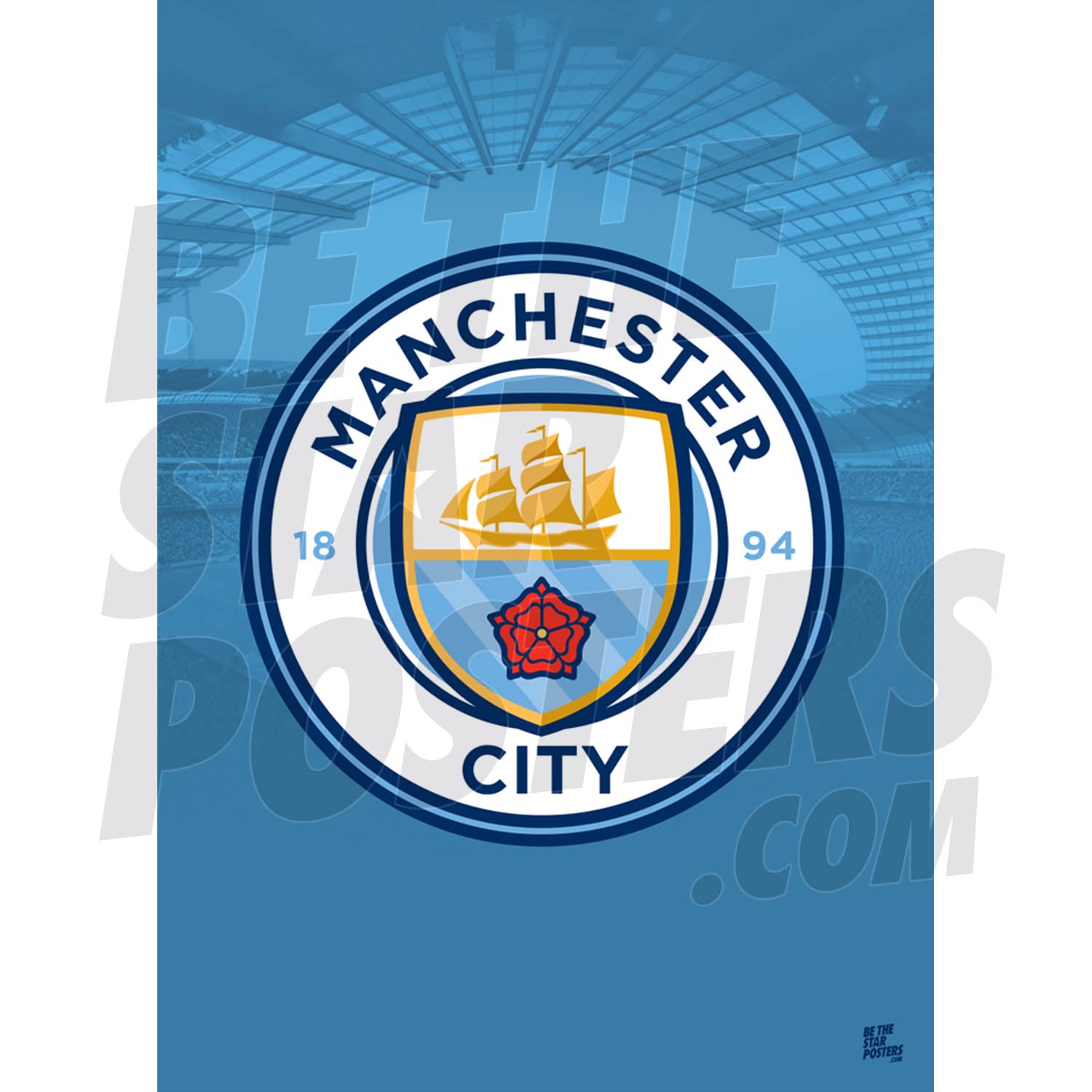 Be The Star Posters Blue Manchester City Fc Crest Poster A2 Officially Licensed Poster