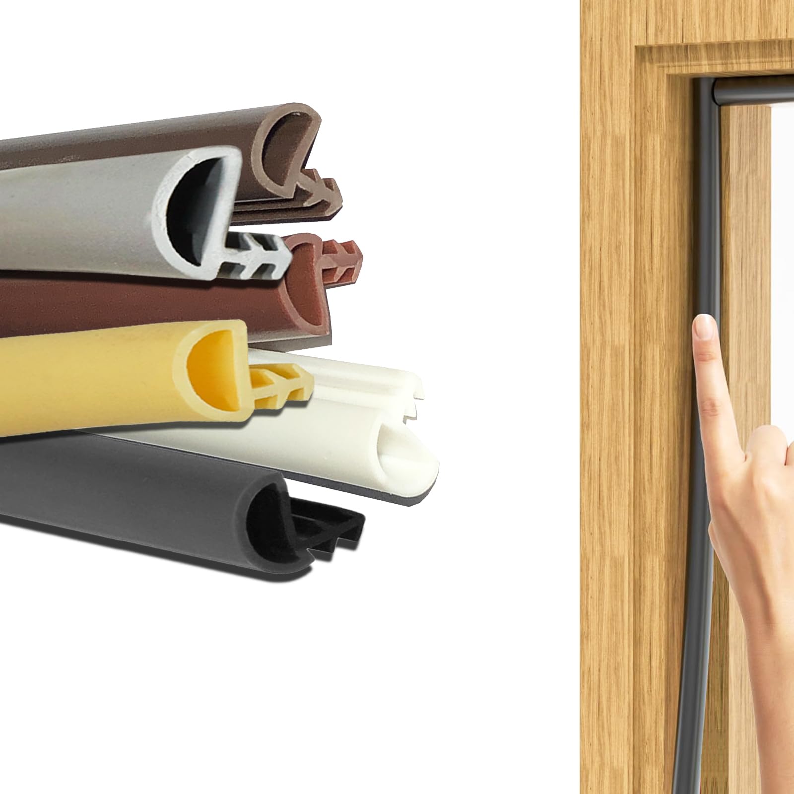 Burlete de puerta para puertas, junta de goma de silicona montada en borde, tipo de bombilla de medio círculo, repuesto para huecos grandes, fácil instalación, marrón oscuro 100 m.