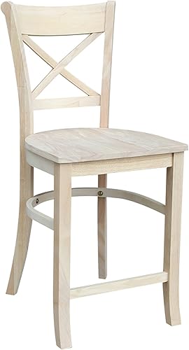 Miniatura 11 de IC International Concepts Taburete de bar Charlotte, 30 pulgadas, listo para terminar