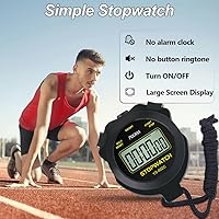Vista 2 de Digital Stopwatch Timer Only Stopwatch with ONOff, NO Bell No Whistle Silent Basic Operation Children Friendly, PULIVIA Sport Stop Watch for Coaches