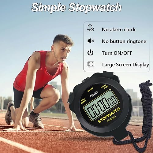 Miniatura 2 de Digital Stopwatch Timer Only Stopwatch with ONOff, NO Bell No Whistle Silent Basic Operation Children Friendly, PULIVIA Sport Stop Watch for Coaches