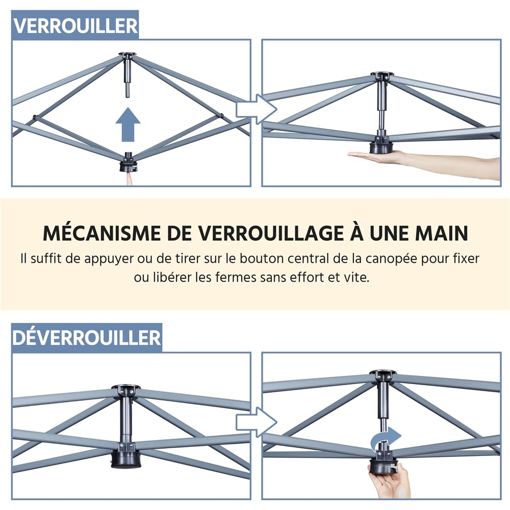 Yaheetech Tonnelle de Jardin Extérieur 3 × 3 M Pliable avec Sac de Transport pour Camping Plage Fête Blanc