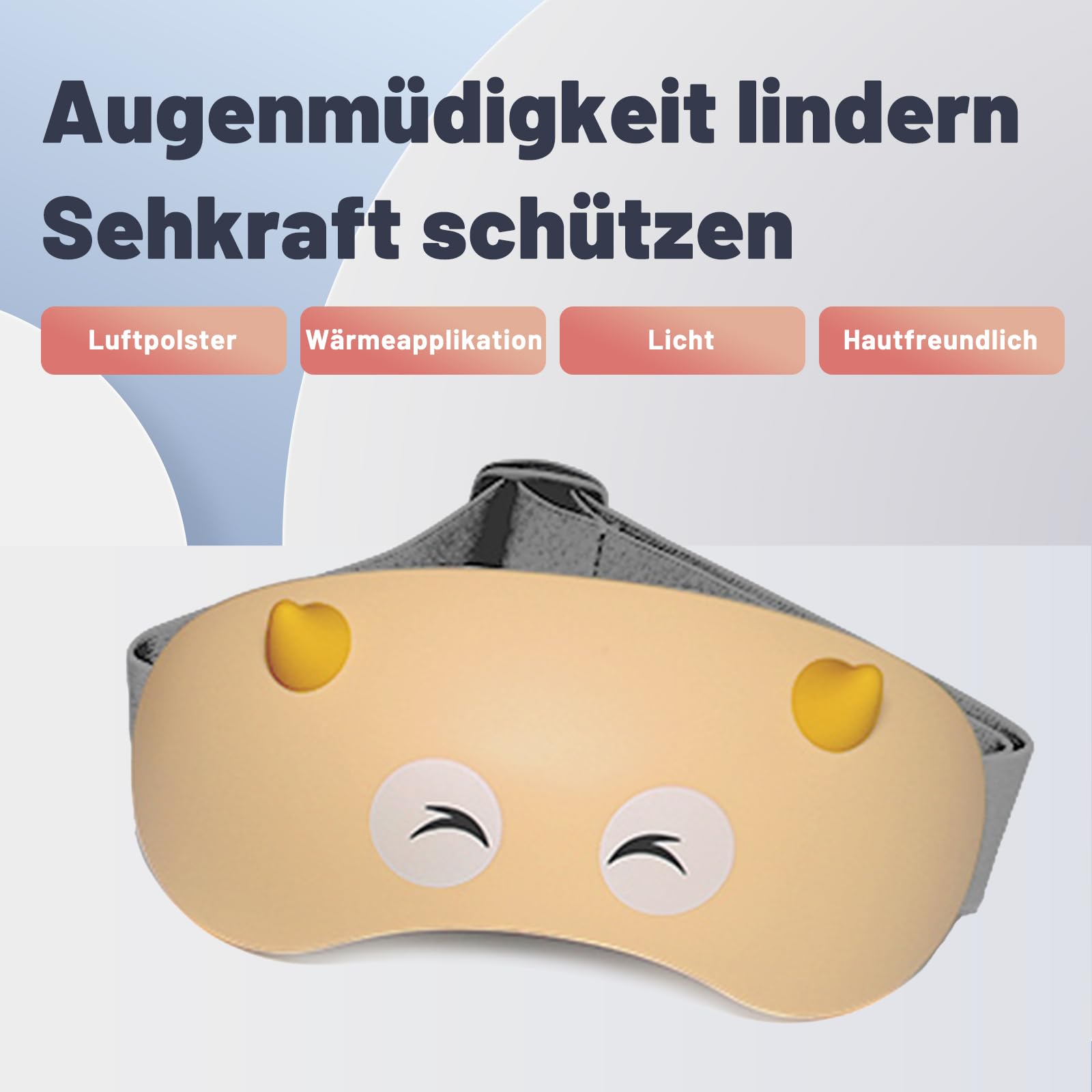 Kinder-Augenmassagegerät, 2 Modi mit Sprachansage, integrierter Musik & 3D-Grünlicht, Bluetooth-Verbindung, Wärmekompression Kinder Augenschutzgerät