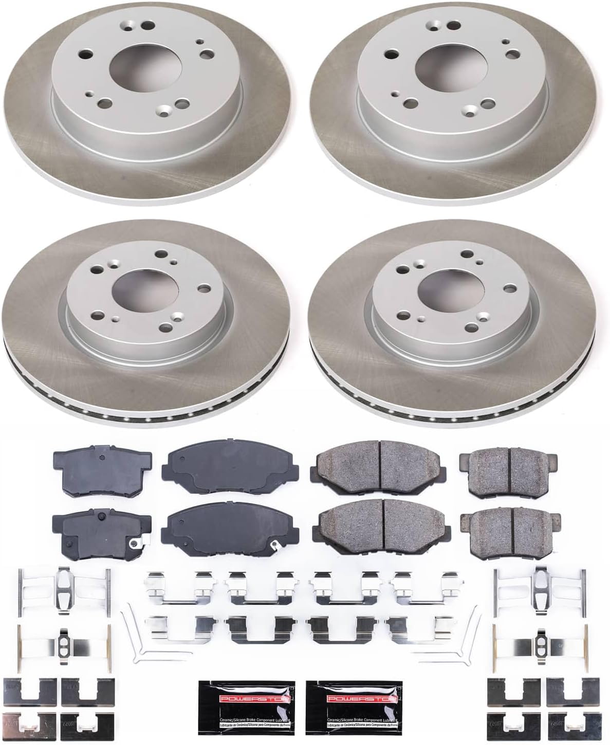 PowerStop Front and Rear Brake Kit for Acura ILX 2013 - Ceramic Brake Pads + Semi Coated Rotors Replacement, SC6942