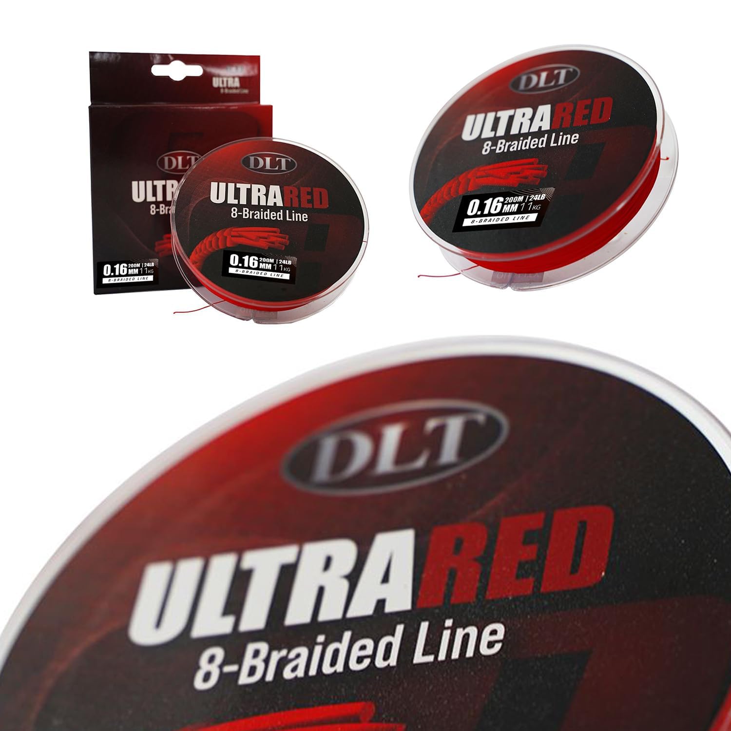 DLT UltraRed-8 Geflochtene Angelschnur 200m - Glatt, Glatt & Dehnbar - Verbesserte Wurfeigenschaften und Unterwasserwirkung - Mikrobeschichtung für Wasserabweisung - Aus 8 Strängen Linie Geflochten