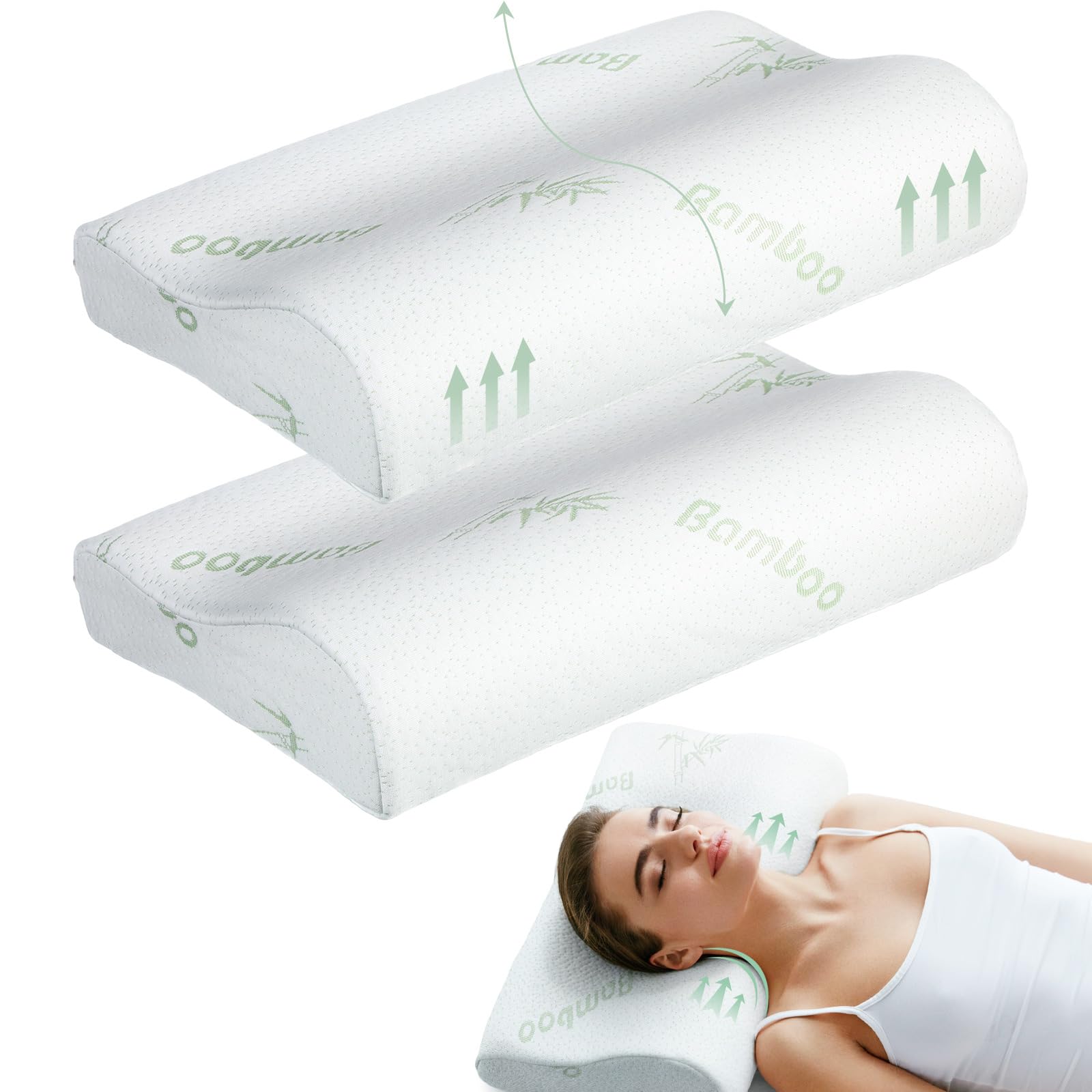 FairySandy 2 Pcs Deep Sleep Memory Foam Pillow