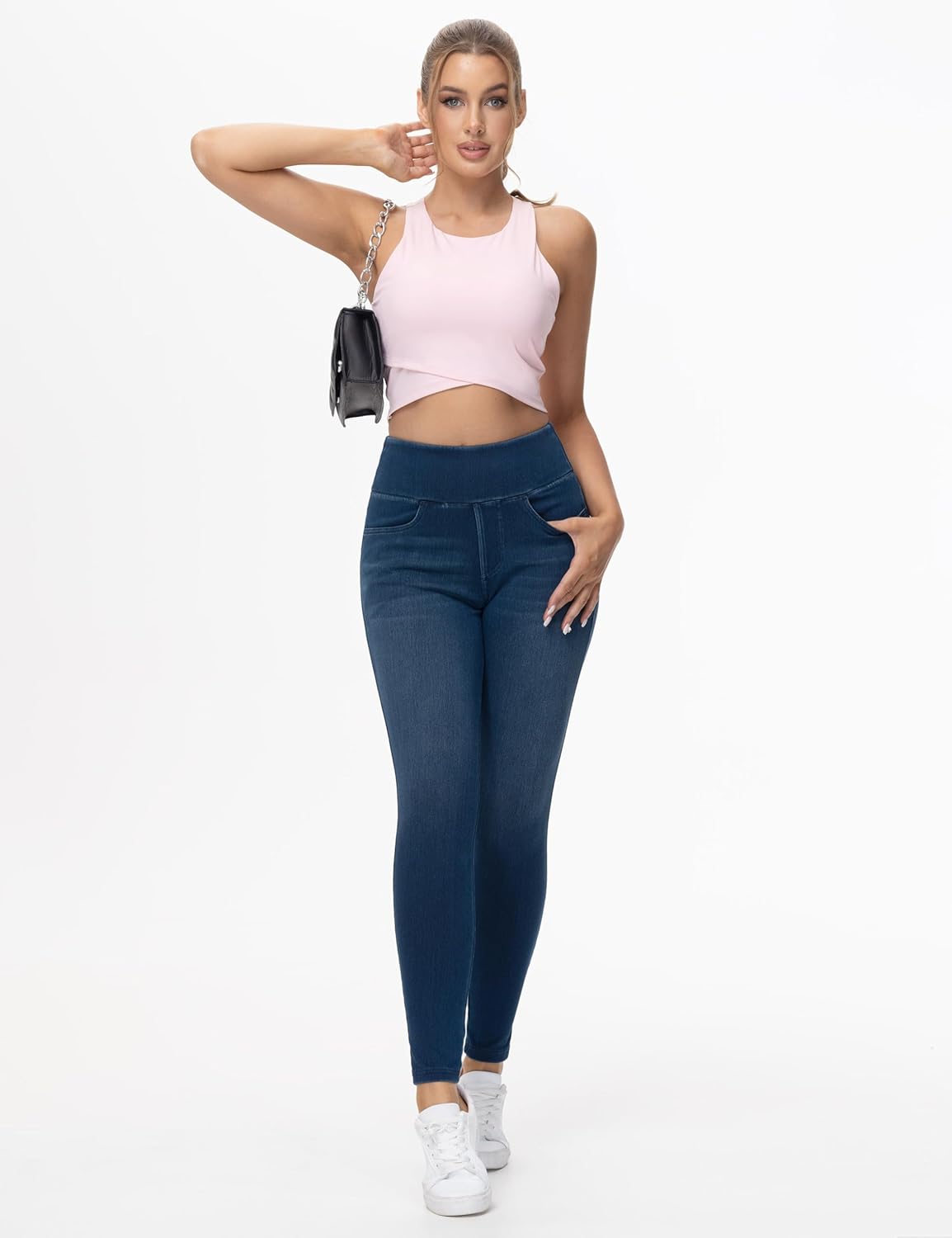 Dragon Fit Women's Stretchy Jeggings with Pockets High Waisted Skinny Jeans Pants Tummy Control Jean Leggings - Image 4