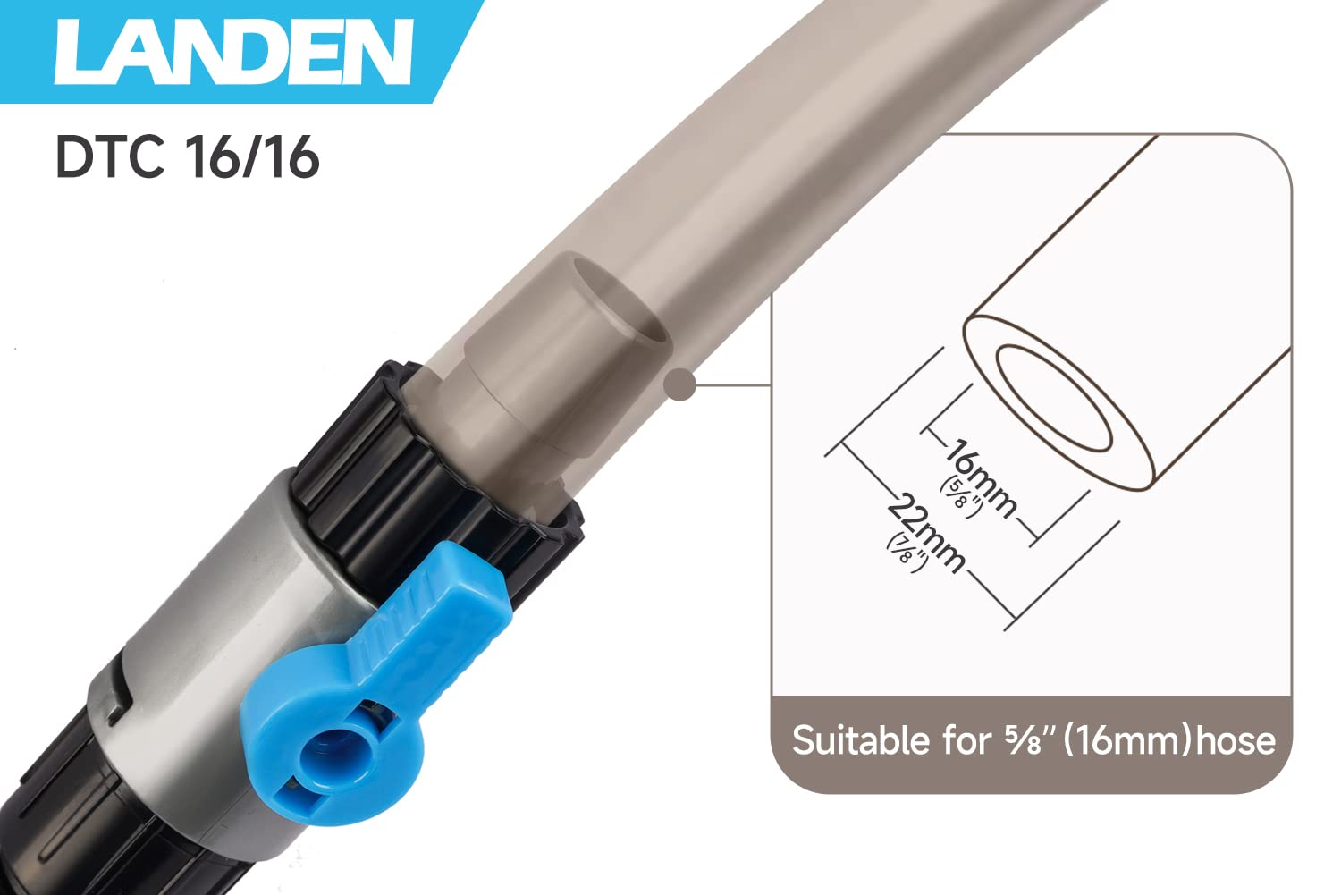 LANDEN Conector de doble pestaña para acuario, conector de manguera de filtro de recipiente, control de flujo de agua de pecera, válvula de liberación rápida, 16/16 x 2 piezas