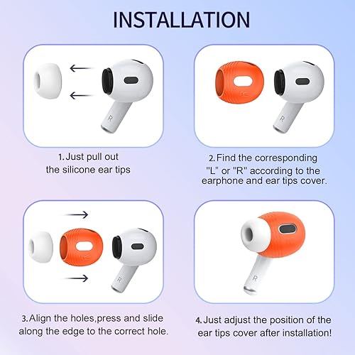 Miniatura 6 de (5 pares) para AirPods Pro 2 almohadillas para orejas [cabe en la funda de carga], cubierta de silicona antideslizante para AirPods Pro de 2ª