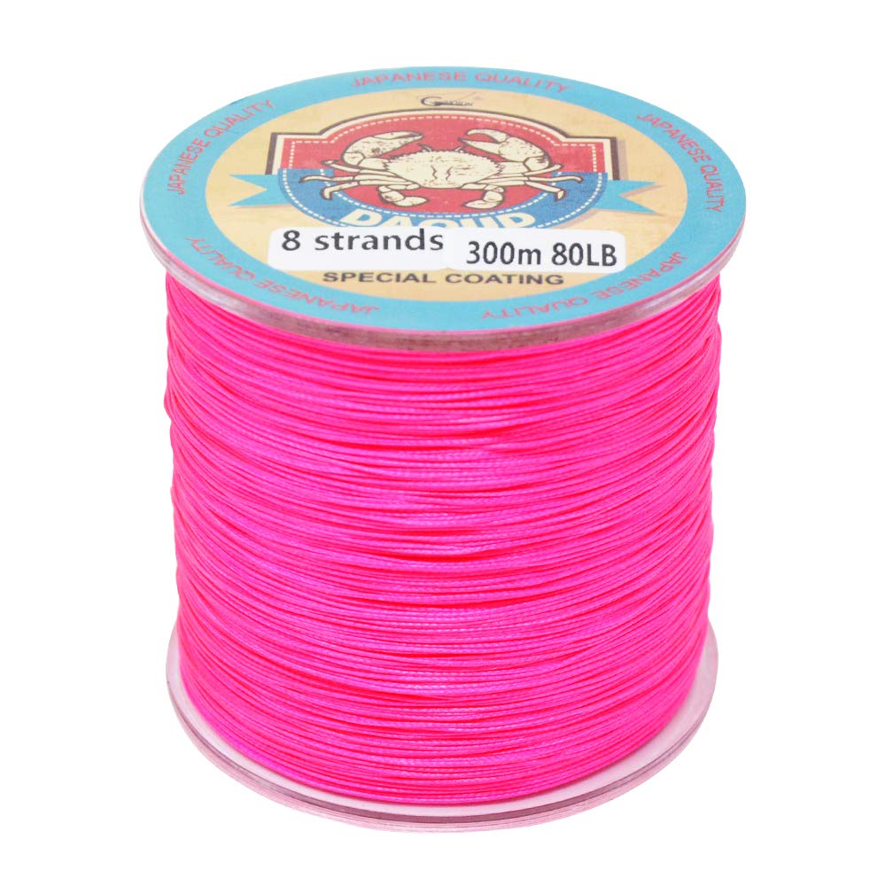 Daoud 8 strands braided fishing line SuperPower 300M (327 Yards) Braid Fishing Line Advanced Superline Braided Fishing Line (pink, 40lbs-0.28mm-18.1kg)