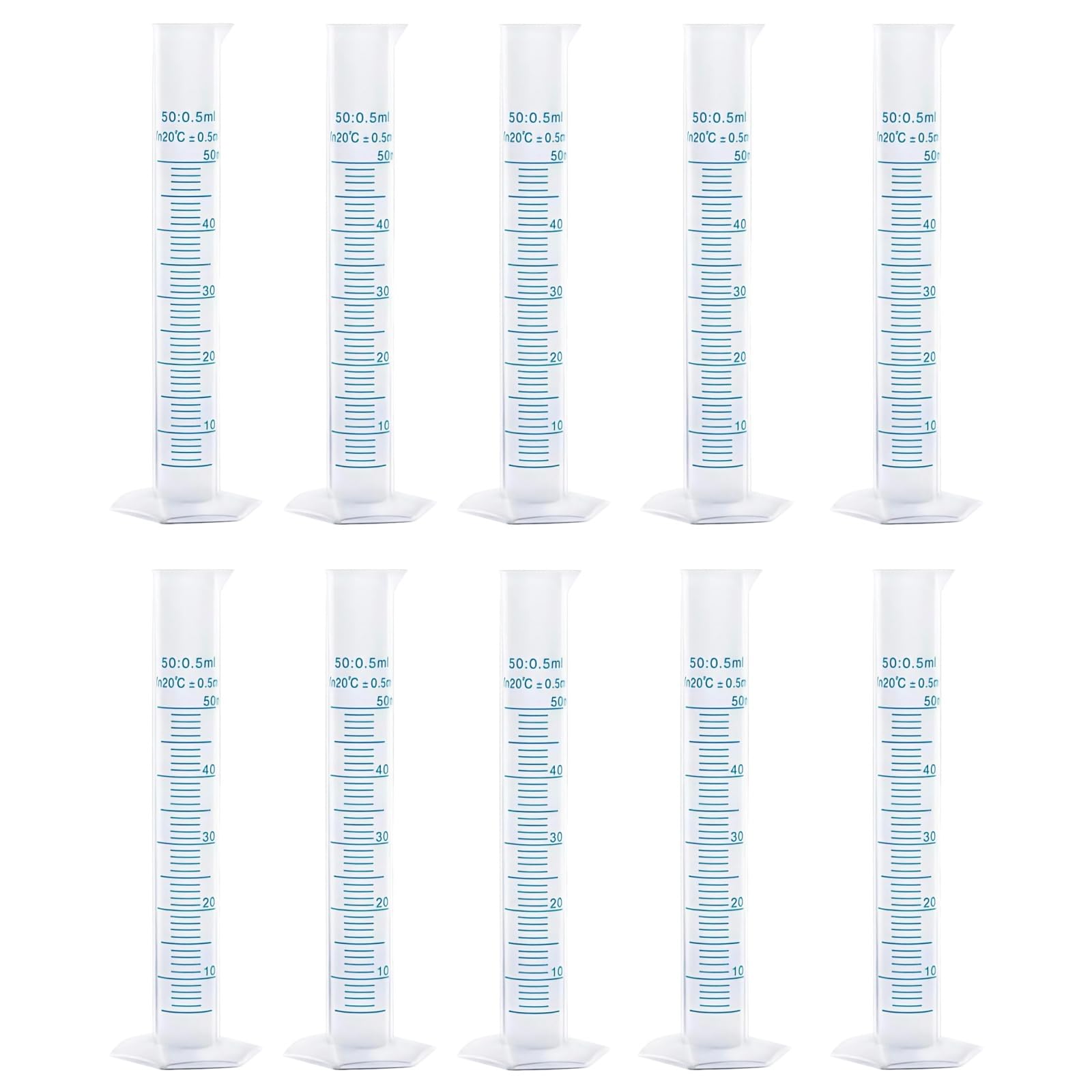 Tokaneit Transparente Probeta Medidora Plástico 50ML Cilindros Medidores Reutilizable con Base Hexagonal y Boquilla Inclinada Herramienta de Laboratorio