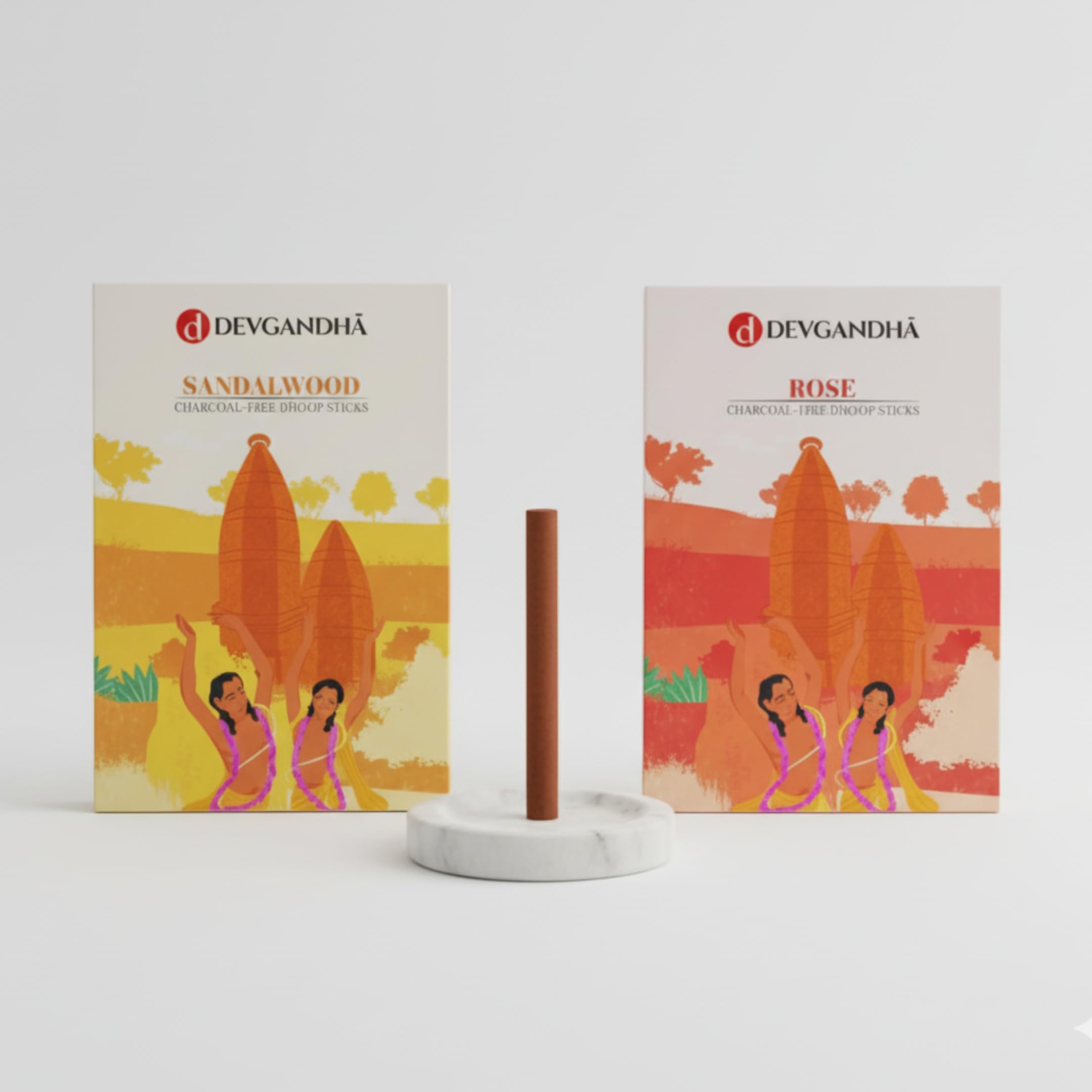 Pack of 2 Bamboo-Less Stick| | Charcoal-Free Sticks | 2 fragrances Sandalwood & Rose | 160 GM (Approx. 80 Sticks)
