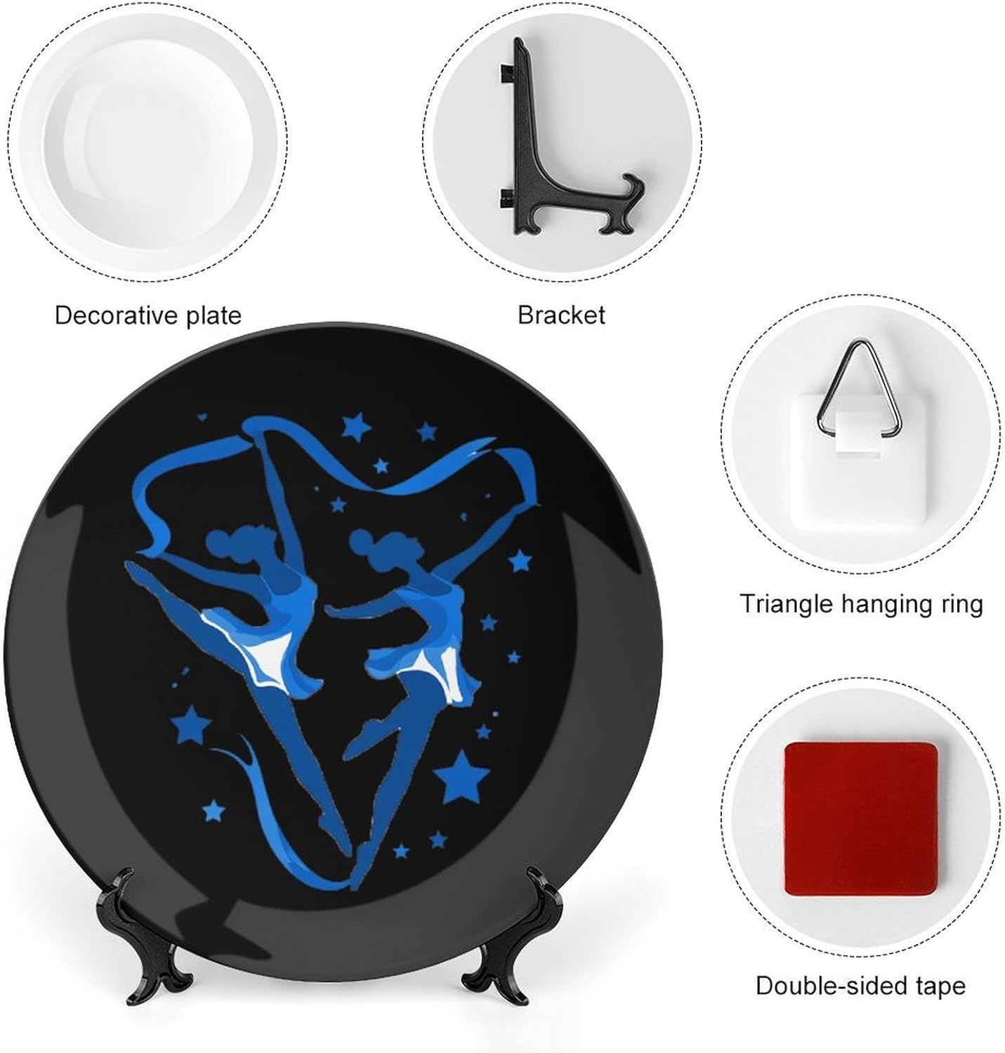 Gymnast Gymnastics Ribbon Decorative Plates for Display Ceramic Plate Tray with Stand Hanger Home Decor