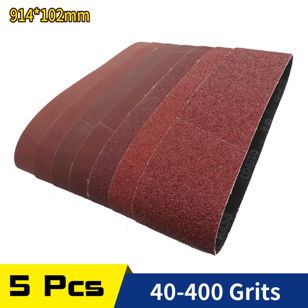 taśma szlifierska, 5 szt. Taśmy szlifierskie 914 * 102 mm 40-400 Ziarnistość Papier ścierny Taśmy ścierne do szlifierek Szlifierki Polerki Drewno Metal Polerowanie tworzyw sztucznych, 5 szt. 40 ziarni