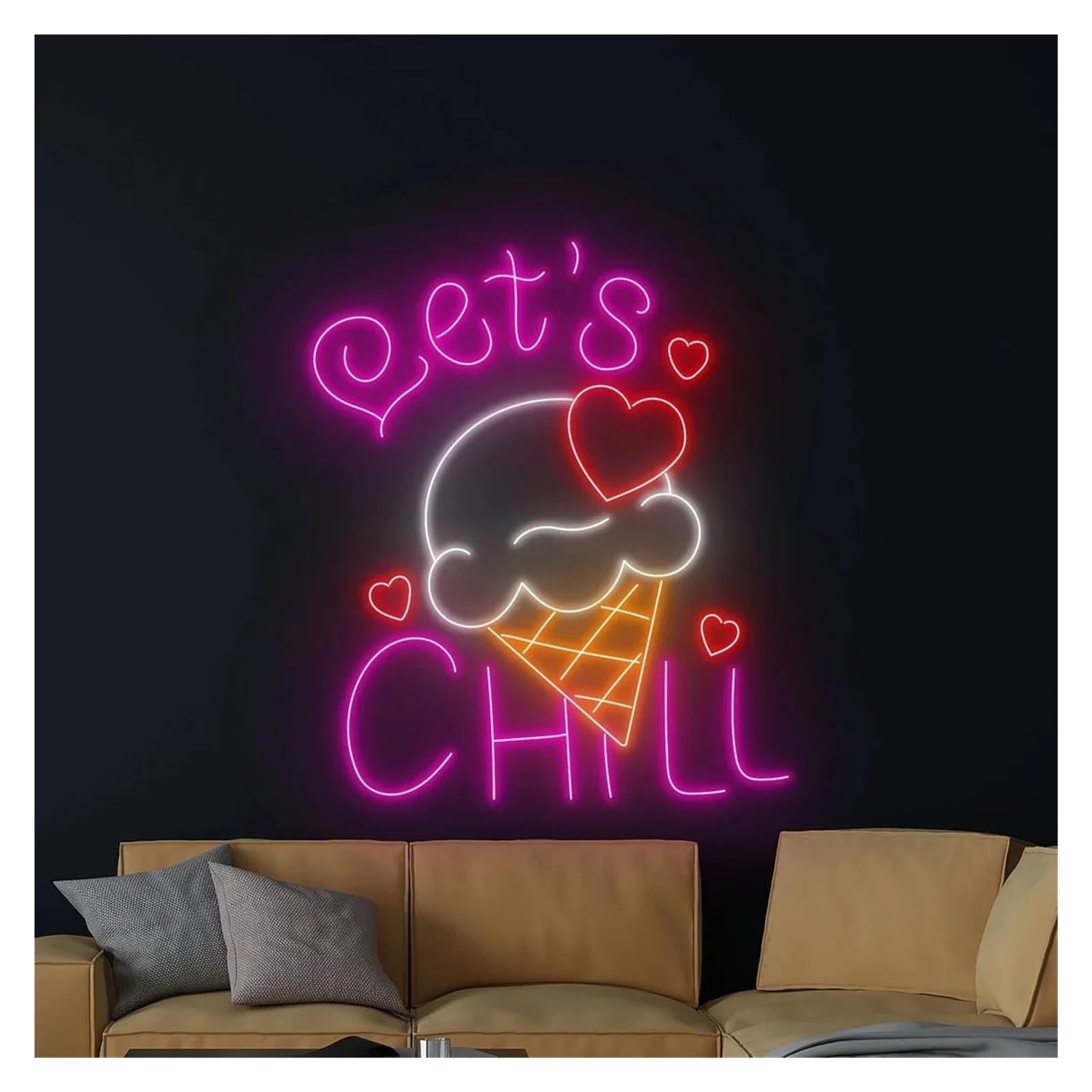 XENITE Luces Art Decoration Christmas Letrero De Neón Let's Chill Para Helados, Cafeterías, Restaurantes, Decoración De Pared, 38cm