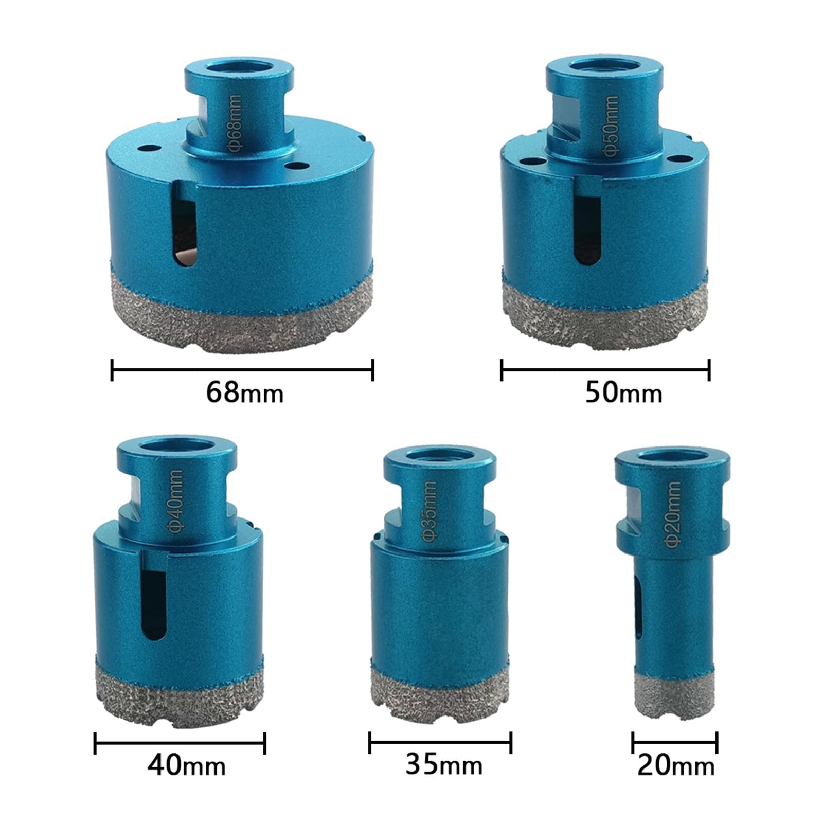 Juego De 5 Brocas For Taladro Seco M14 Con Rosca For Soldar, For Azulejos De Porcelana, Coronas, Granito, Mármol, Baldosas Vitrificadas, Herramientas
