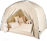 Vista 1 de Tiendas de cama para niños y adultos, portátil, 100% transpirable y 85% opaca, tienda de juegos y sueños para niños pequeños, 3 puertas gran espacio