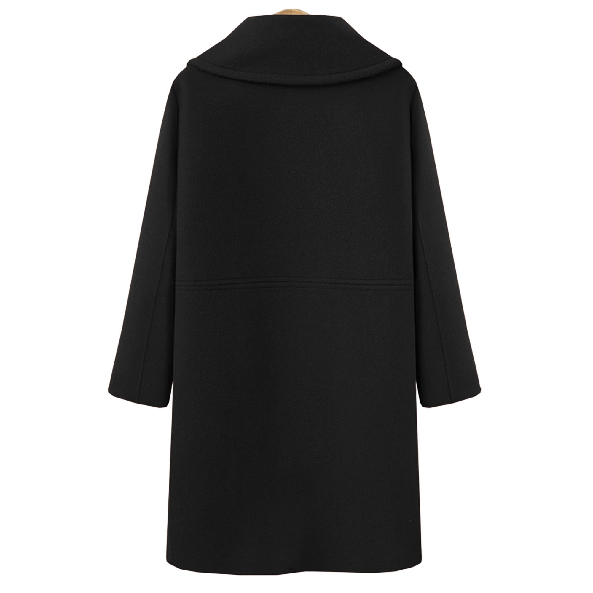 Cappotto da donna doppiopetto in tweed tinta unita Mid Long Casual con risvolto dentellato giacca a vento inverno moda soprabito con tasca
