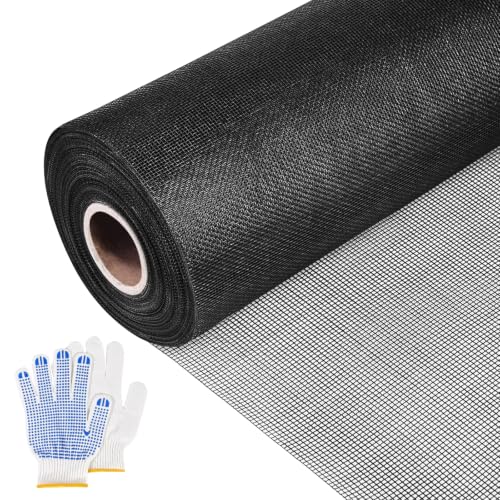 Black 304 Stainless Steel Screen Mesh Roll 24IN x 98FT, Heavy Duty Window Screen Replacement, 20 Mesh Metal Window Screen for Patio Porch Door, Pet Resistant Screen Mesh