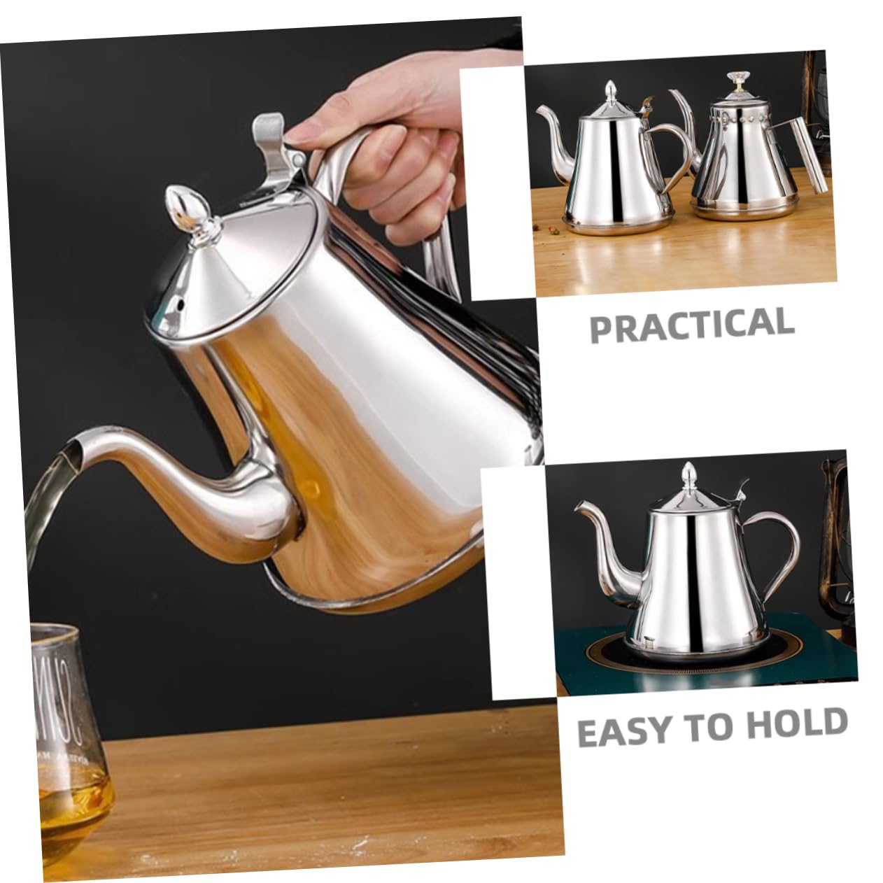 OFFSCH Long Spout Kettle for Coffee Office Pot Stainless Steel Pot Pouring Kettle Gooseneck Design