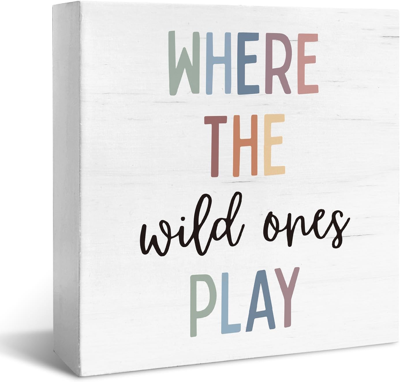 7x7 Inch Wooden Box Sign Where the Wild Ones Play Nursery Decor