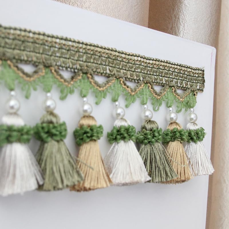 Dentelle de rideau, pompon de garniture de frange, ruban de garniture de pompon de frange perlée de 1 mètre pour rideaux, coupe de dentelle, décoration de rideau de maison, nappe de couture, bord de