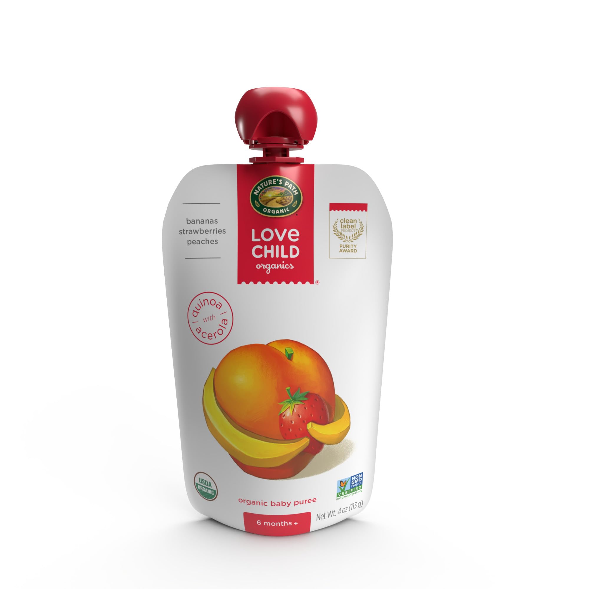 Love Child Organics Superblends Bananas, Strawberries + Peaches Puree, 4 oz