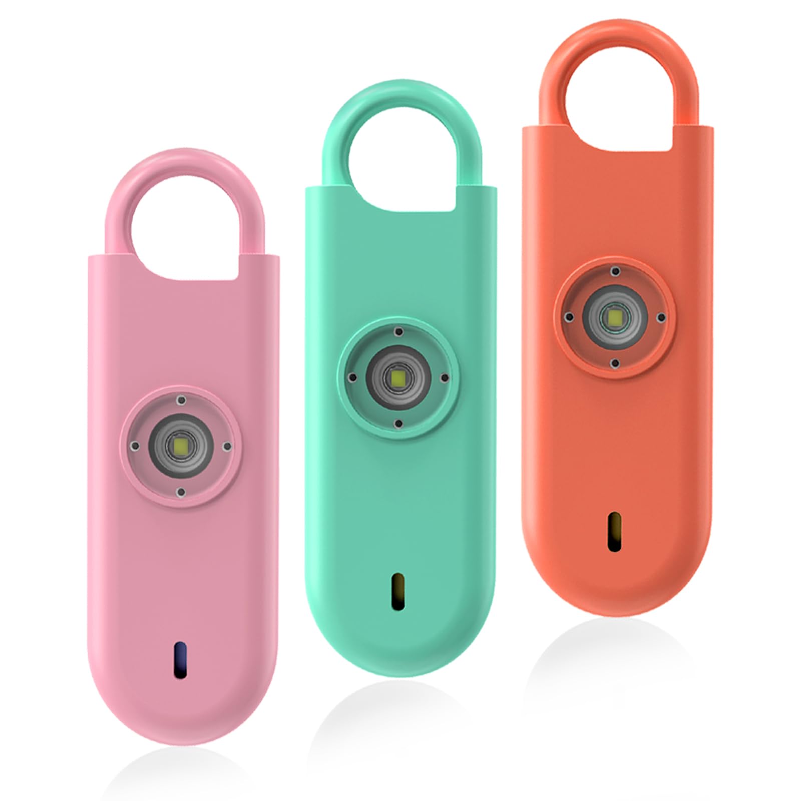 Fauxomor Personal Safety Alarm for Women, 3 Pack 140DB Rape Panic Attack Alarm Keychain Police Approved with Low Battery Notice and Strobe Light, Gift for Kids Elderly College Girls,Pink++Green+Orange โ image 1