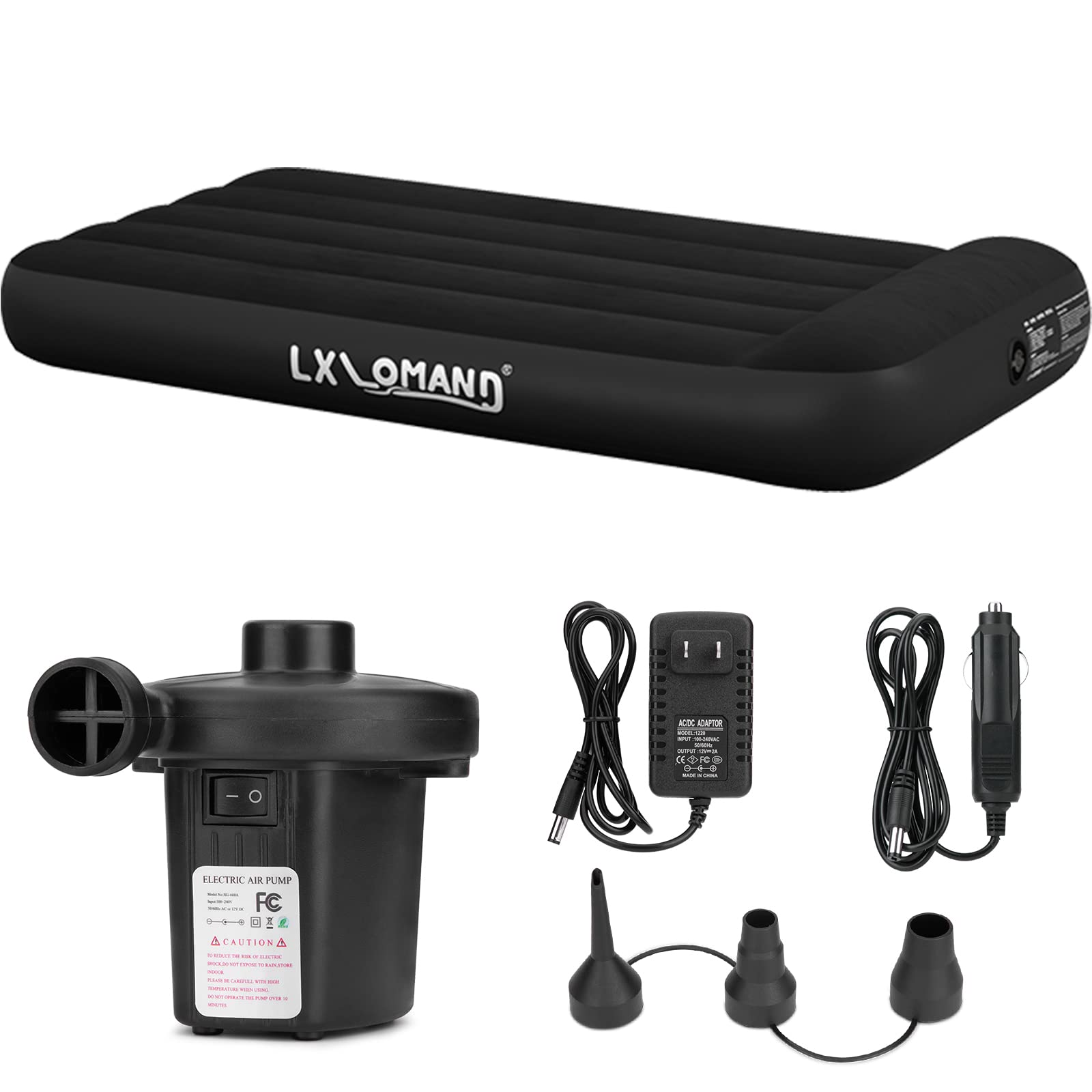 Bestrip Air Mattress Twin Size Inflatable Bed with Electric Air Pump Single Camping Blow Up Mattress, Camping Accessories (Black)