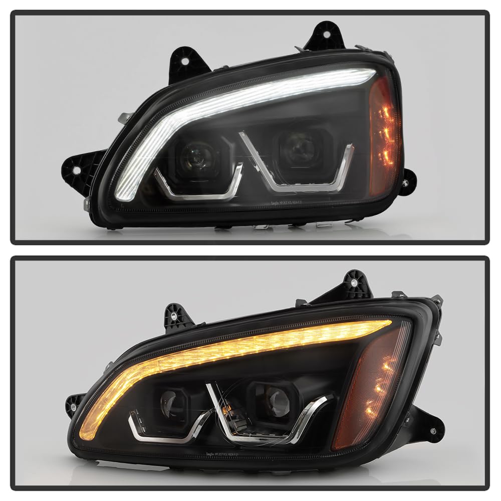 For 2008-2017 Kenworth T660 Pair Chrome Projector Headlight Pair Set Left+ Right