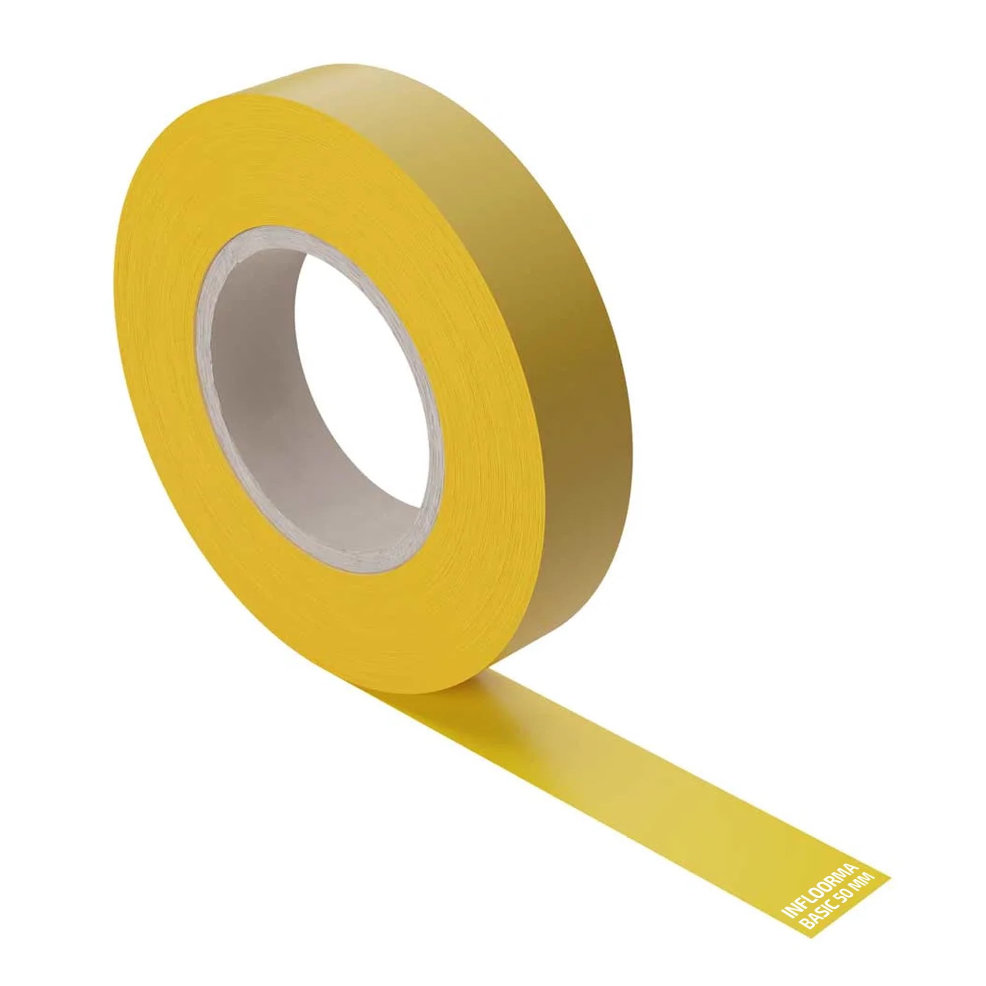 spLEAN INFLOORMA BASIC Bodenmarkierungsband 50 m, Breite 50 mm, gelb, Markierungsband selbstklebend, für Innenbereich, geeignet für Hubwagen