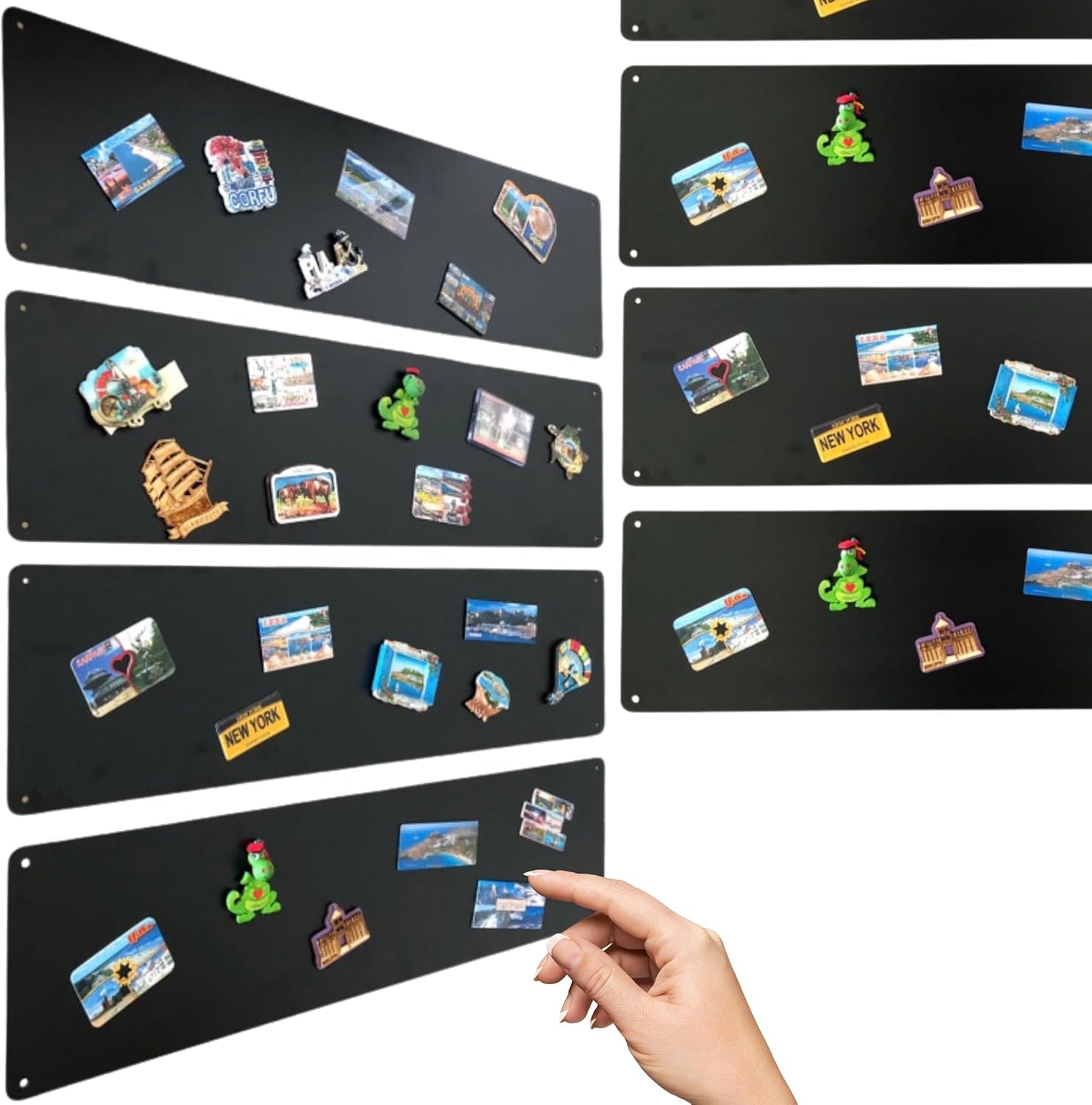 3 x Metal Tableau Magnétique Mural Blanc+Noir+Blanc 80x22 cm, Plaque Aimanté, Acier Inoxydable, Cuisine, Bureau, Chambre D'enfant, pour Lettres Magnétiques, Chiffres, Notes, Photos