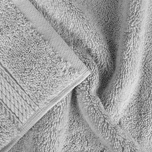 Superior Solid Egyptian Cotton Towel Set, Washcloths 13” X 13”, Hand Towels 20” X 30”, Bath Towels 30” X 55”, Silver, 6-Pieces #TOP3