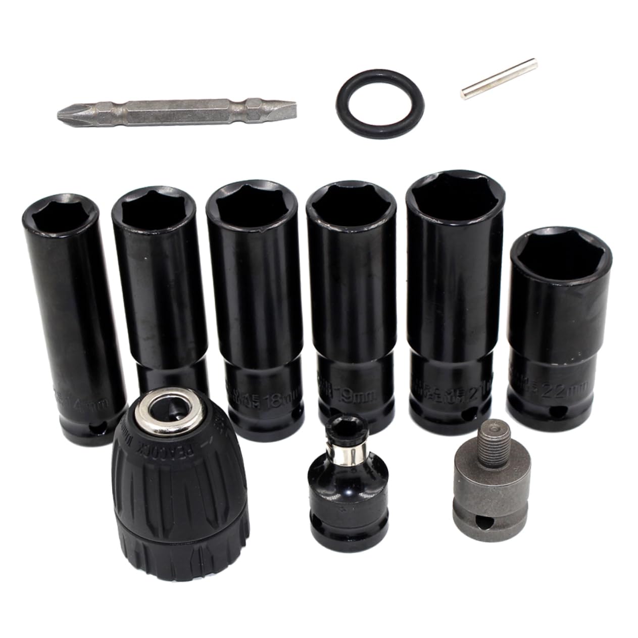 Operitacx Set di 12 Bussole ad Impatto in Acciaio Cromo-vanadio da 14mm a 22mm Prestazioni Stabili e Design Compatto per Officina e Uso Domestico