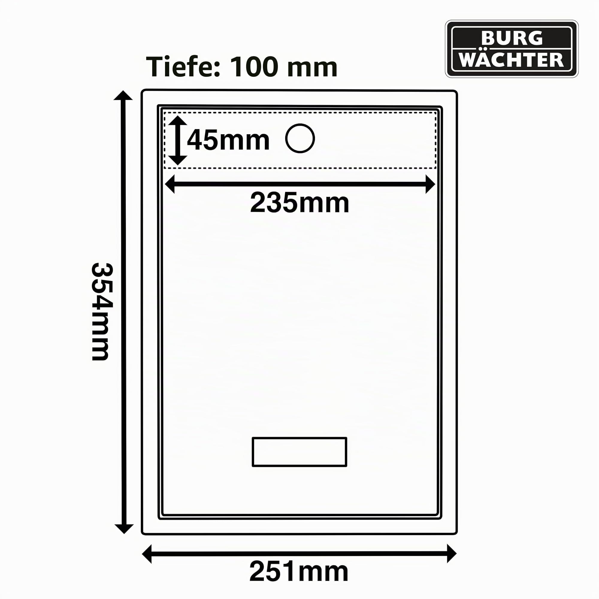 Burg Wächter MB11BK Forth Hintertüre und wandmontierter, abschließbarer, wetterfester Briefkasten aus verzinktem Stahl — Forth Schwarz — 251 x 354 x 100 mm