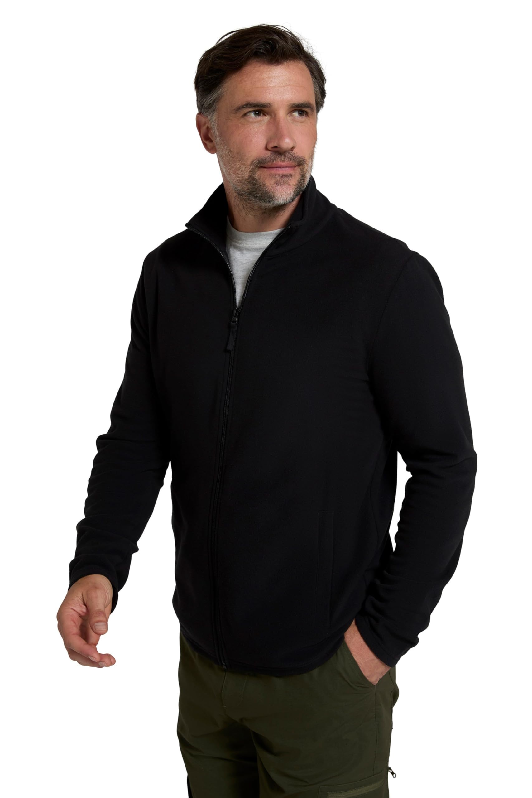 Mountain WarehouseCamber Mens Fleece Full-Zip Jacket - Lightweight & Quick Dry Microfleece Sweatshirt, Casual Wear - Winter Camping, Outdoors, Travelling & Hiking Black 3XL