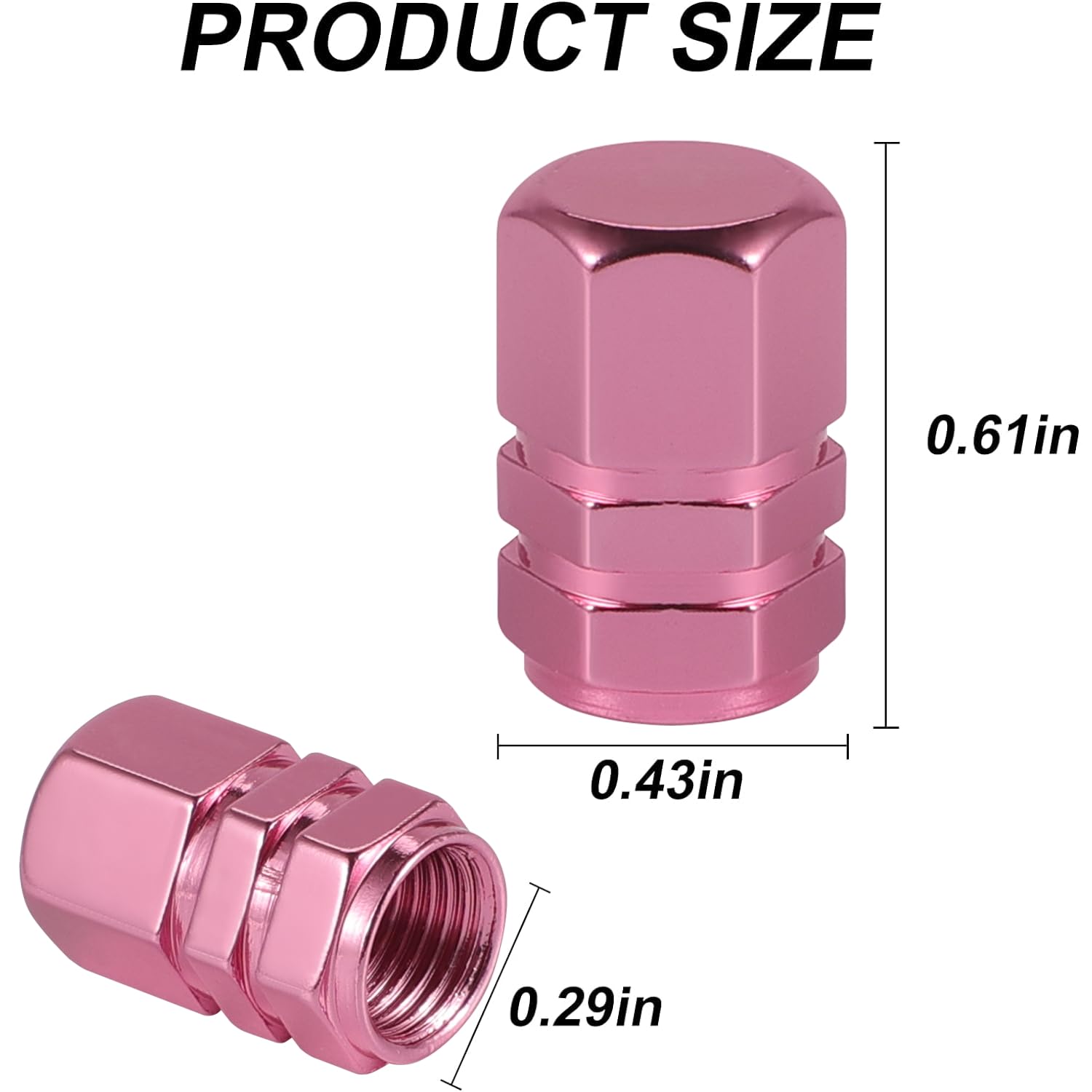 alpmosn Aluminum Tire Stem Valve Caps Wheel Valve Covers Car Dustproof Tire Cap Cover Accessories, Universal for SUV, Car, Bike and Motorcycle，Hexagon Shape (Pink)