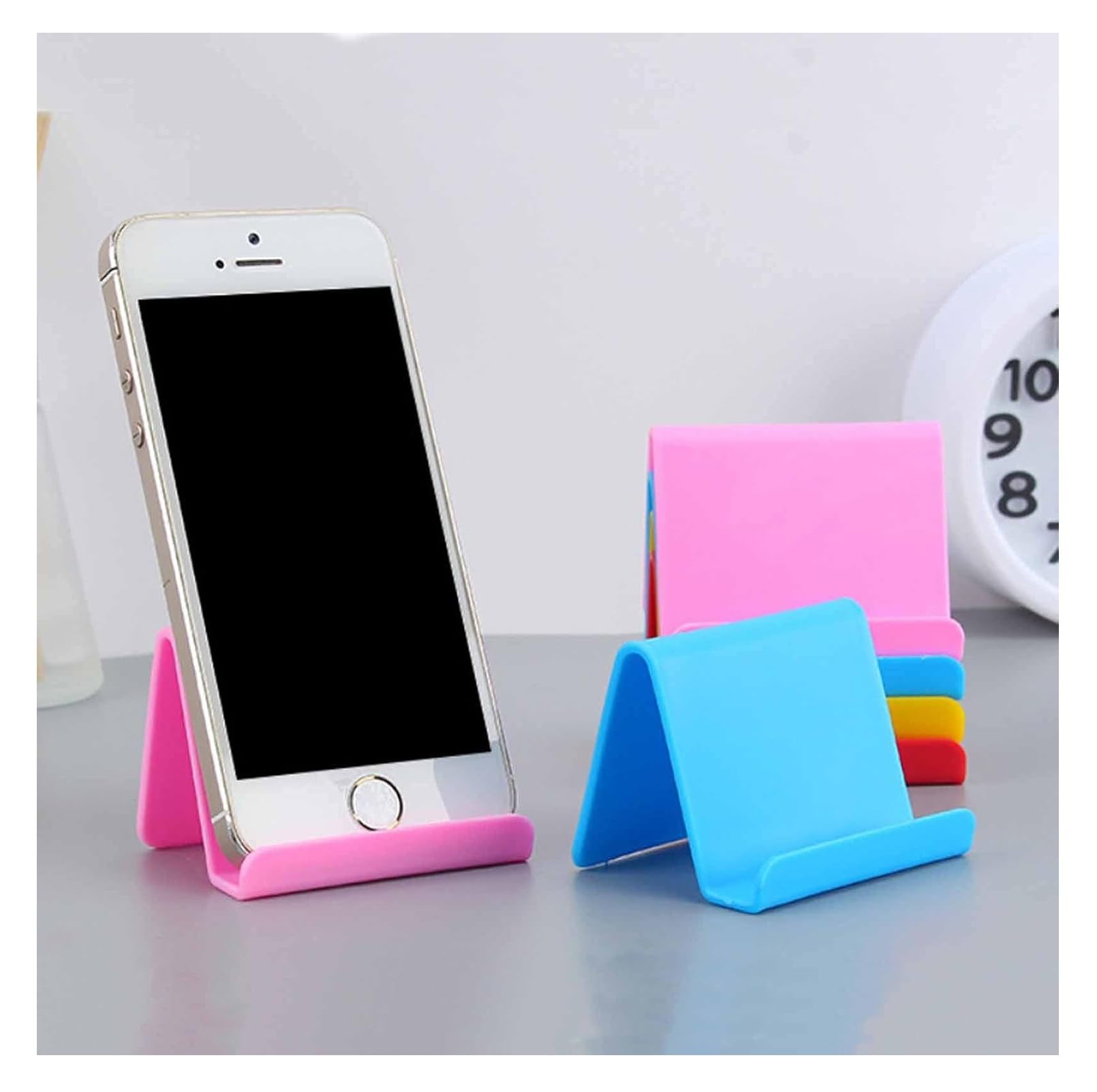Shivstor 2 Pcs Universal Mobile Stand Foldable Adjustable Holder for Smartphone iPhone iPad & Tablets Portable Desktop Stand for Table Office Study Kitchen & Travel (Random Color)-image-15