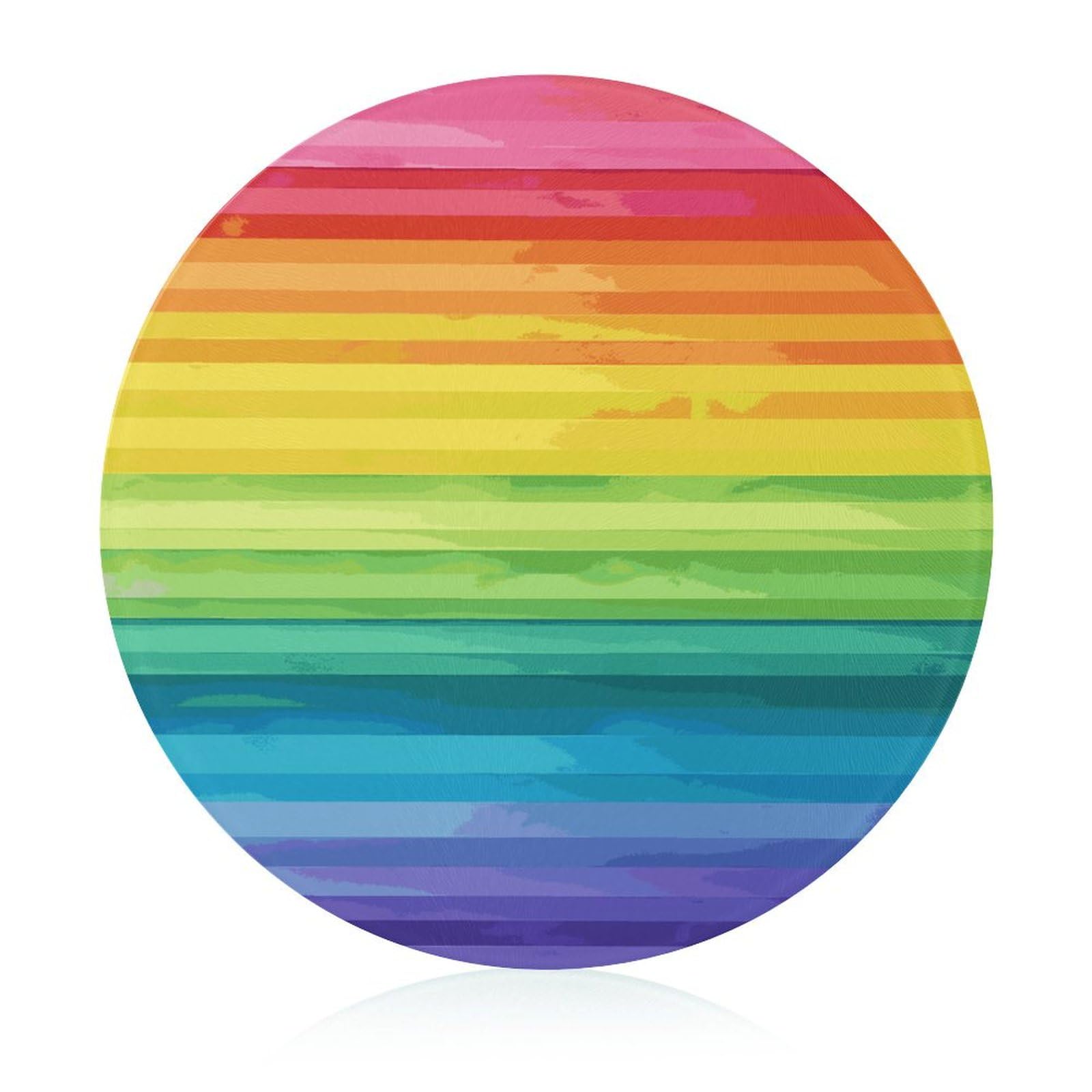 Bloc à découper en verre coloré arc-en-ciel - Planche ronde 30cm